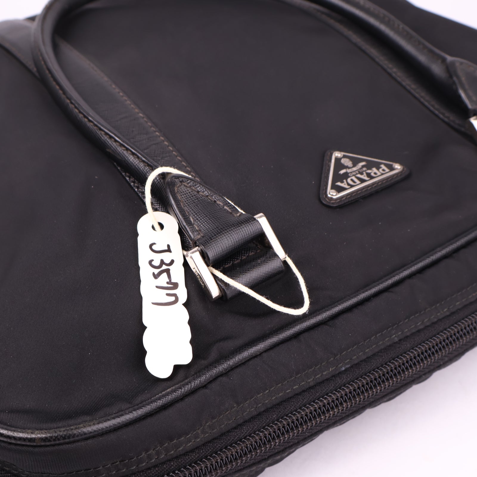 J3577 Prada Black Re-nylon And Saffiano Leather Bag- Pre Owned