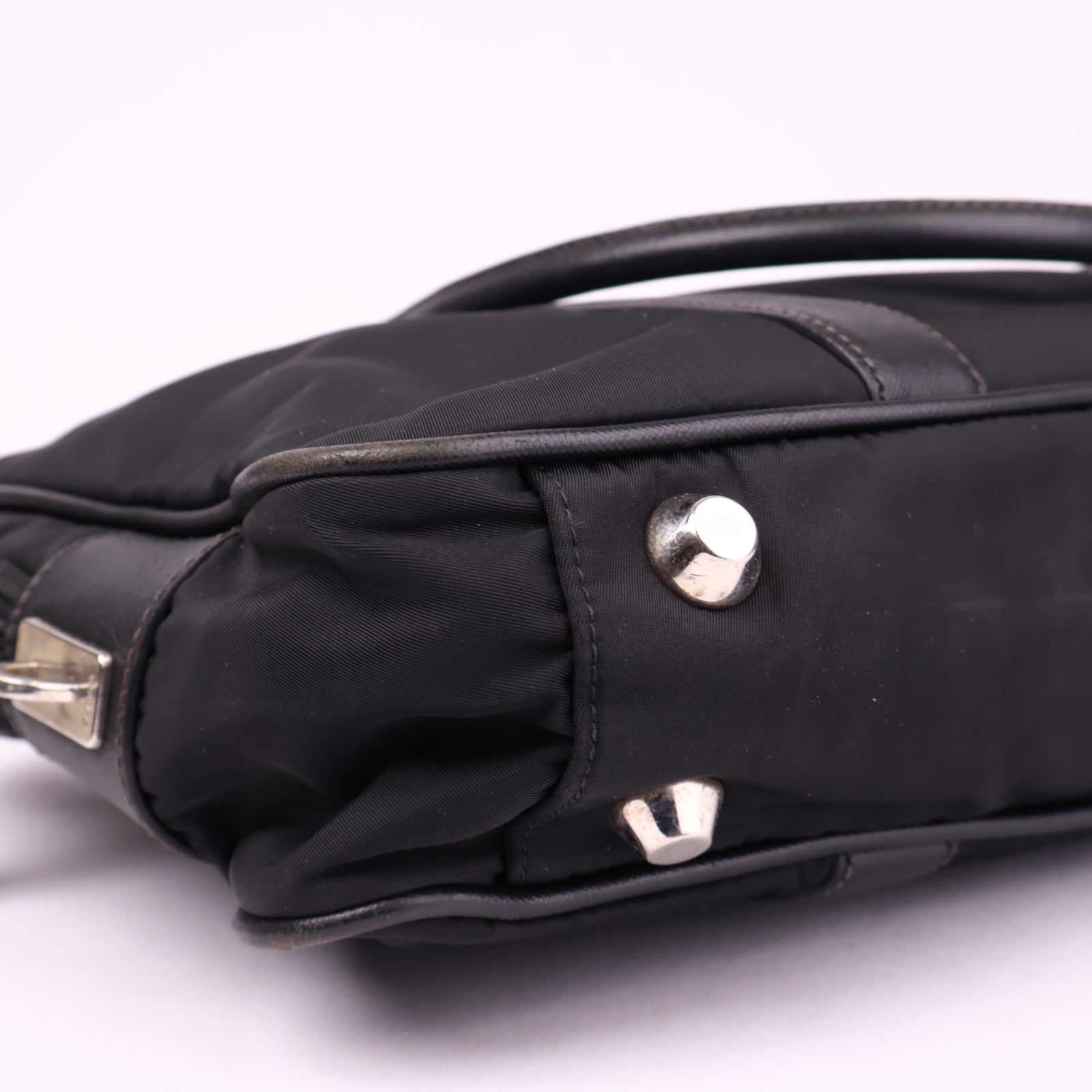 J3577 Prada Black Re-nylon And Saffiano Leather Bag- Pre Owned