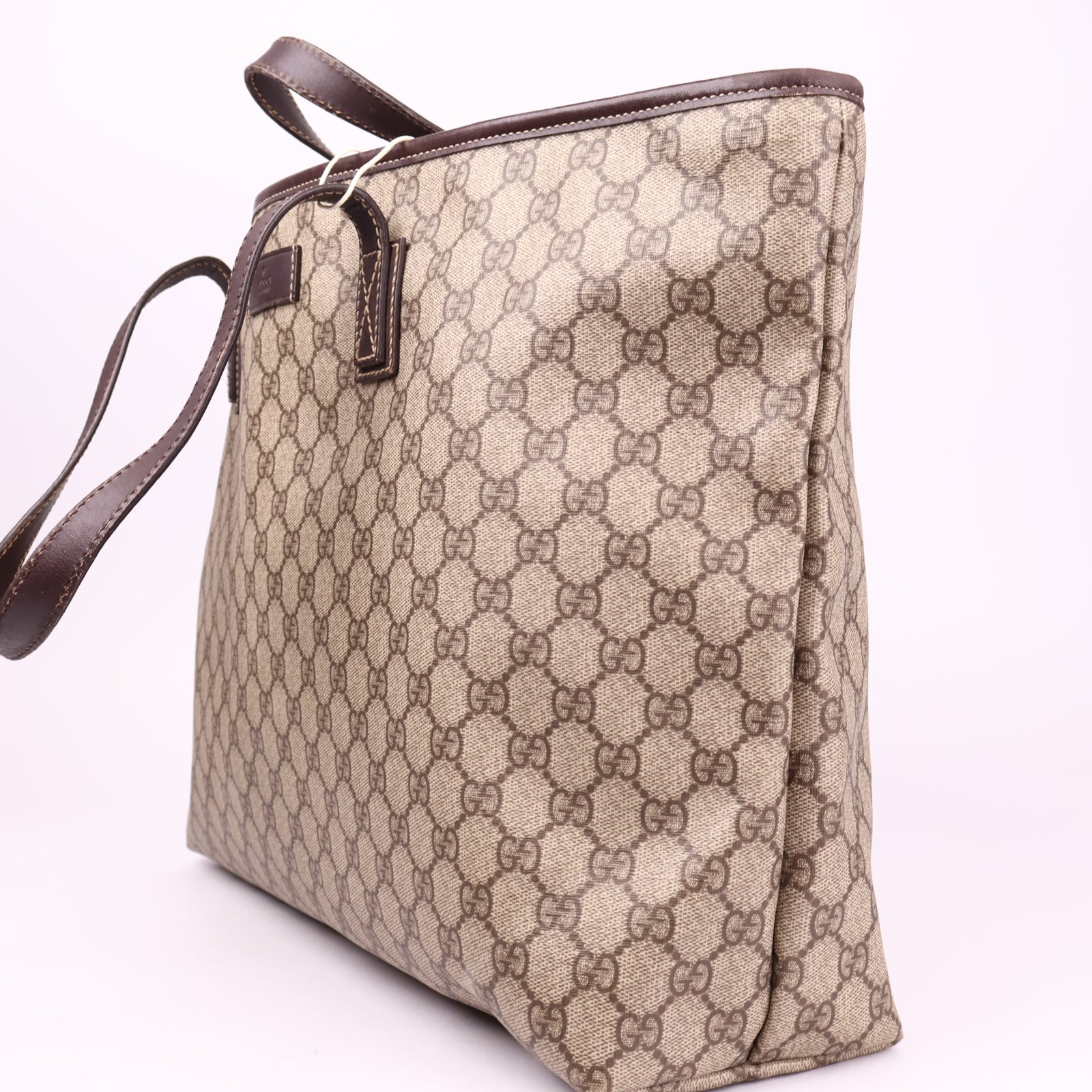 J3635 Gucci Beige GG Coated Canvas Medium Tote Bag- Pre Owned