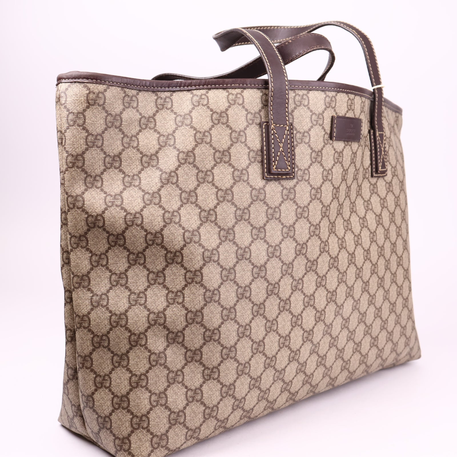 J3635 Gucci Beige GG Coated Canvas Medium Tote Bag- Pre Owned