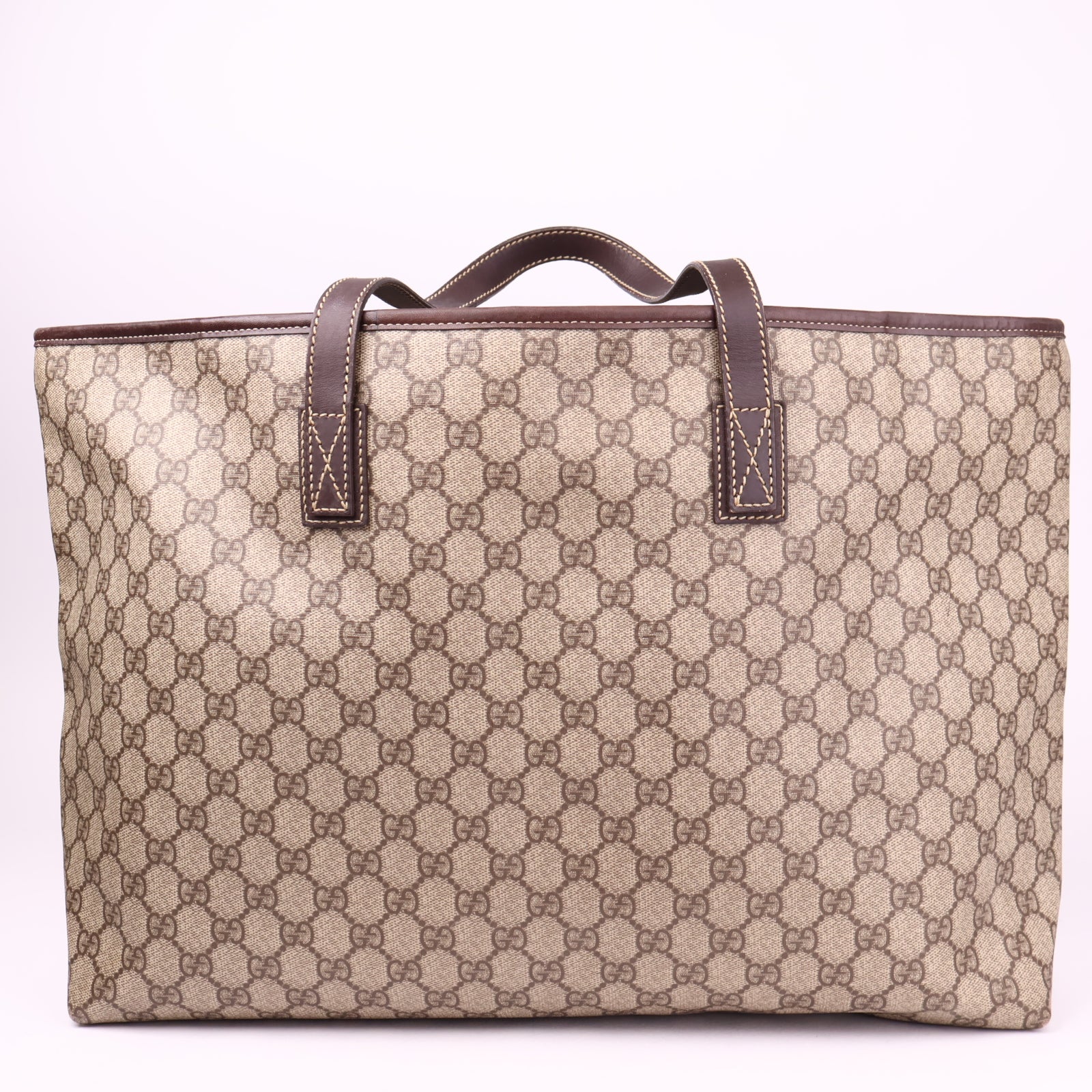 J3635 Gucci Beige GG Coated Canvas Medium Tote Bag- Pre Owned