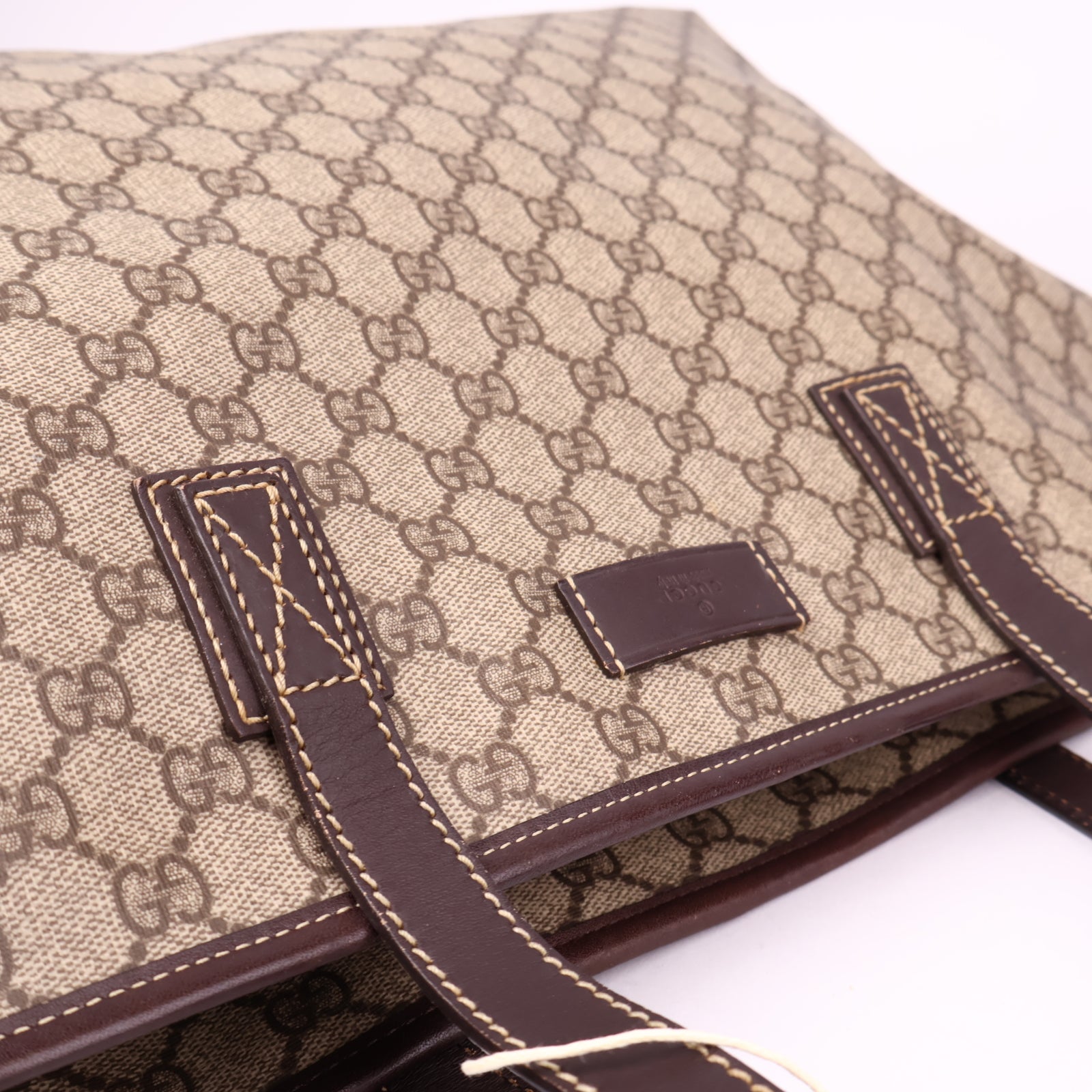 J3635 Gucci Beige GG Coated Canvas Medium Tote Bag- Pre Owned