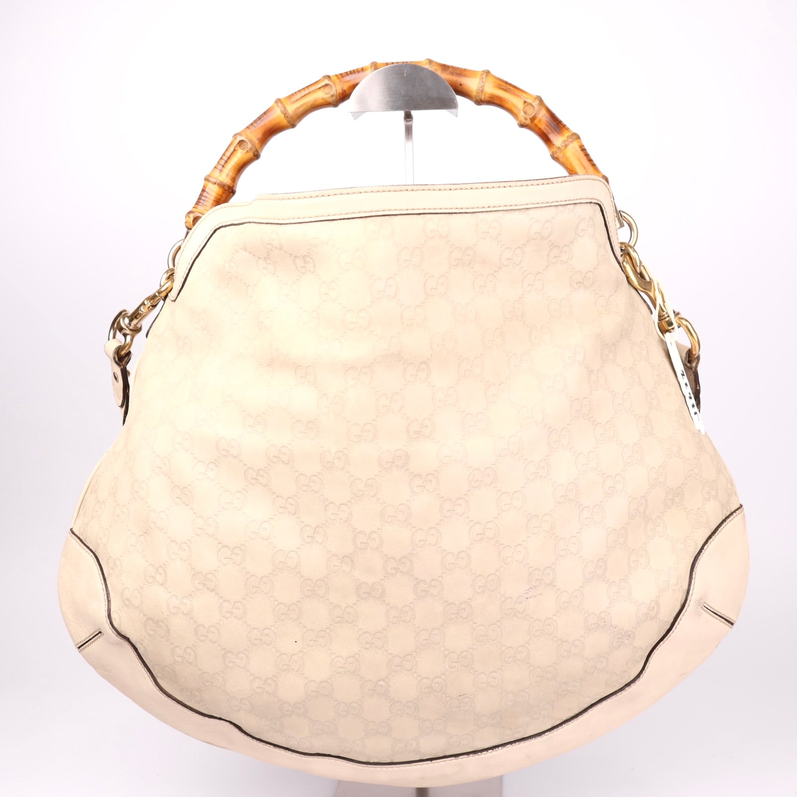 J3622 GUCCI Bamboo GG Canvas Guccissima Hand Bag- Pre Owned