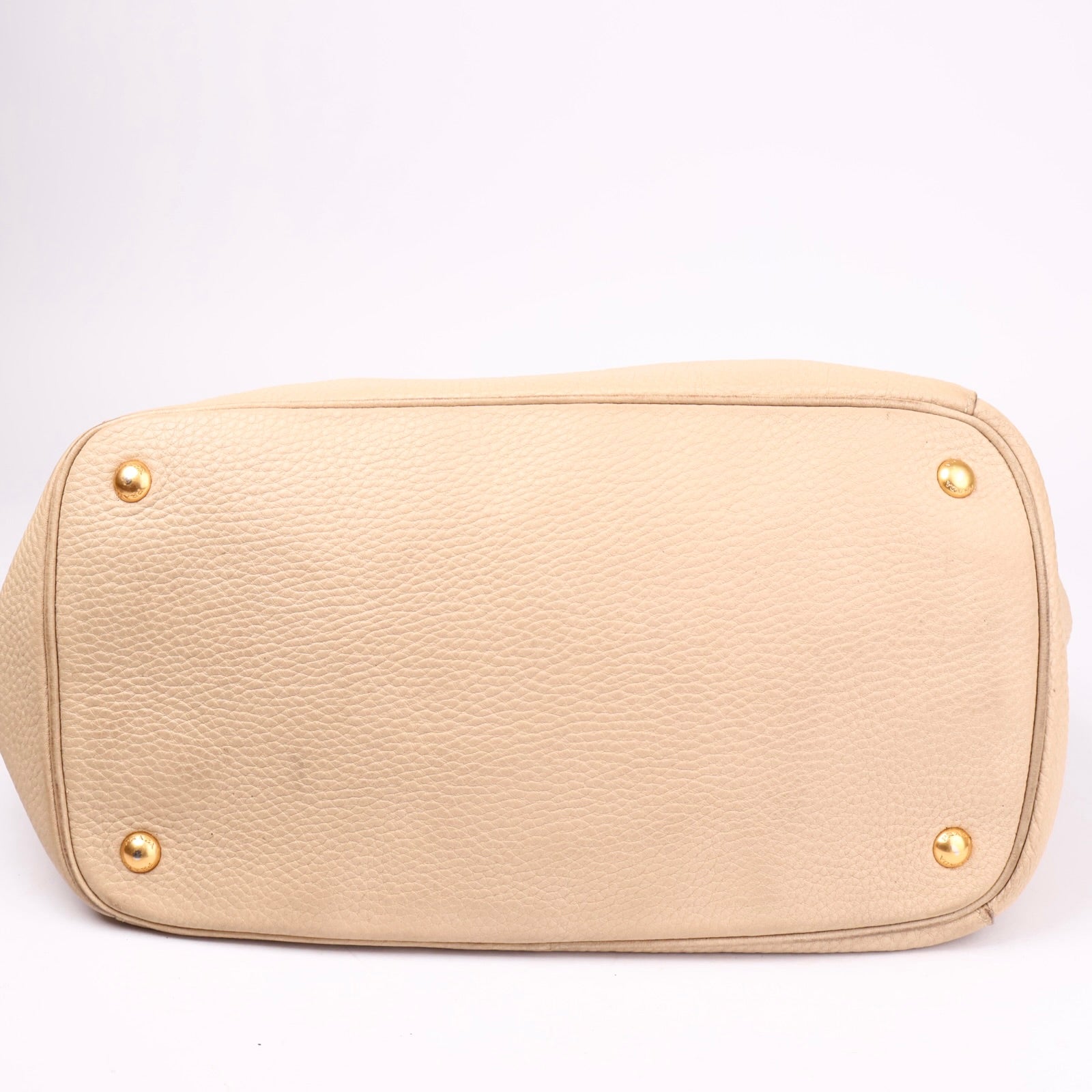 J3628 Prada Tote Bag Shoulder Beige Leather- Pre Owned