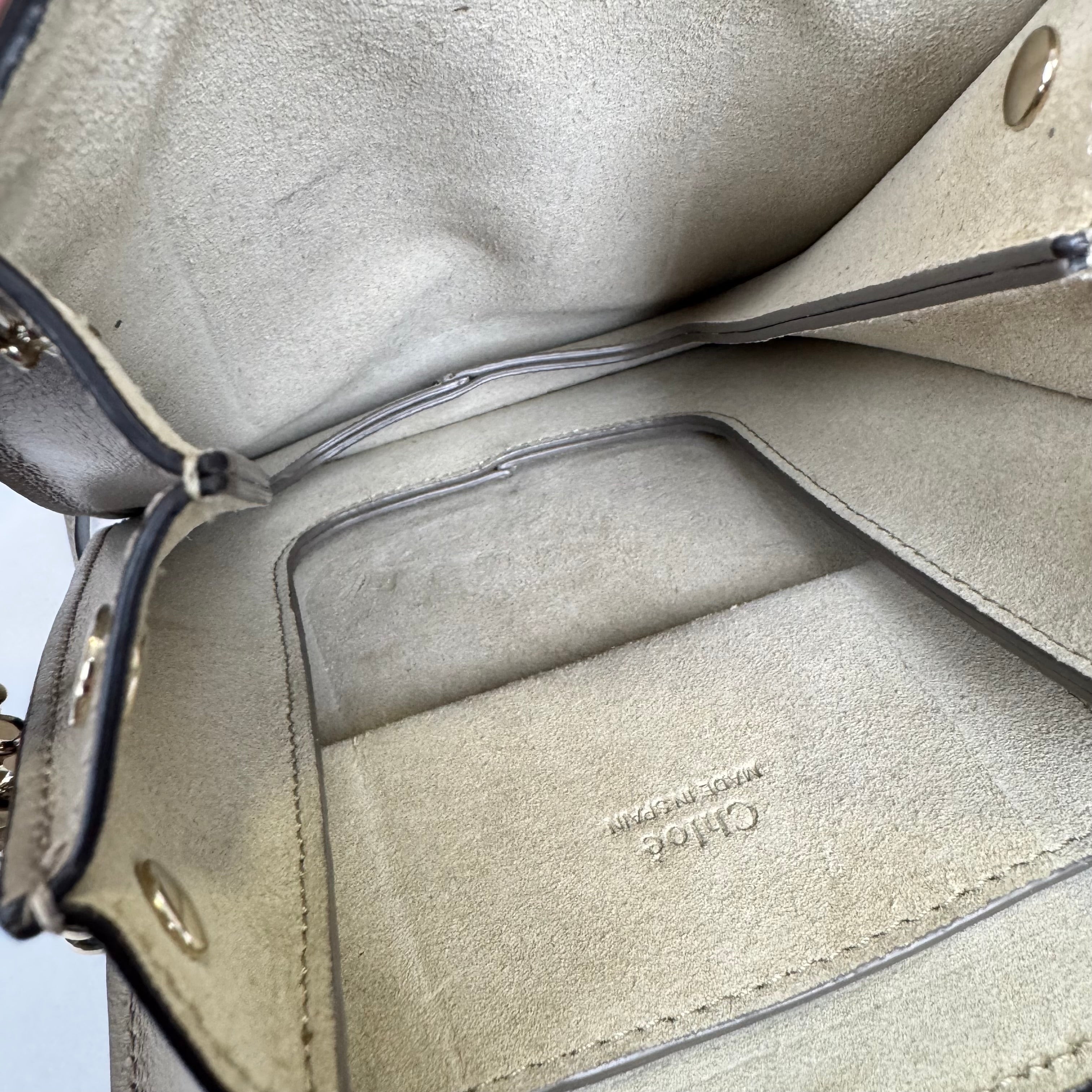 PRE OWNED- Chloe Dark Beige Leather and Suede Mini Faye Crossbody Bag J0375B71182