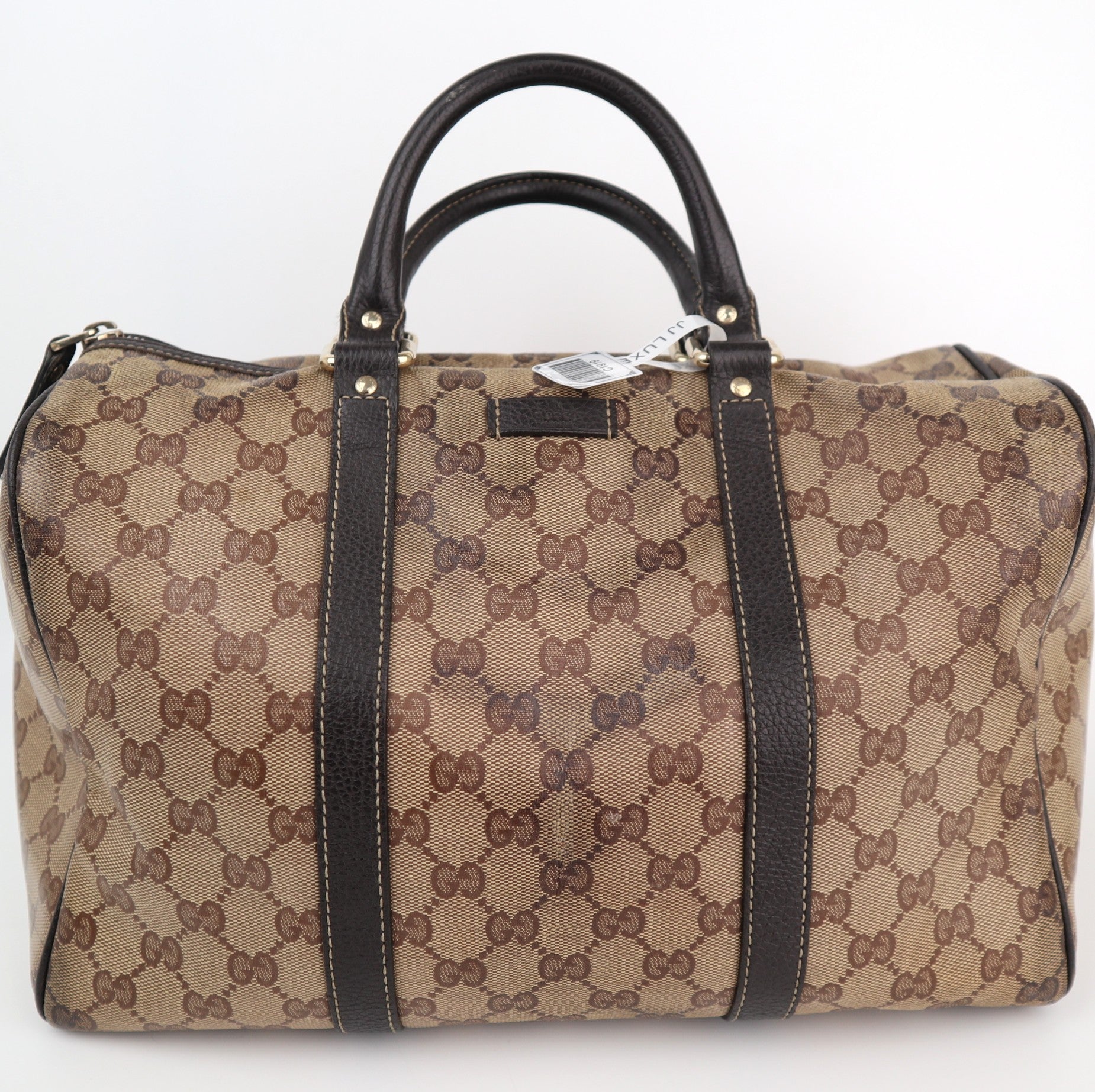 C1919 Gucci Top Handle Bag Beige/Ebony GG Crystal Medium Joy Boston Bag | Pre-Owned Very Good Beige Canvas GG