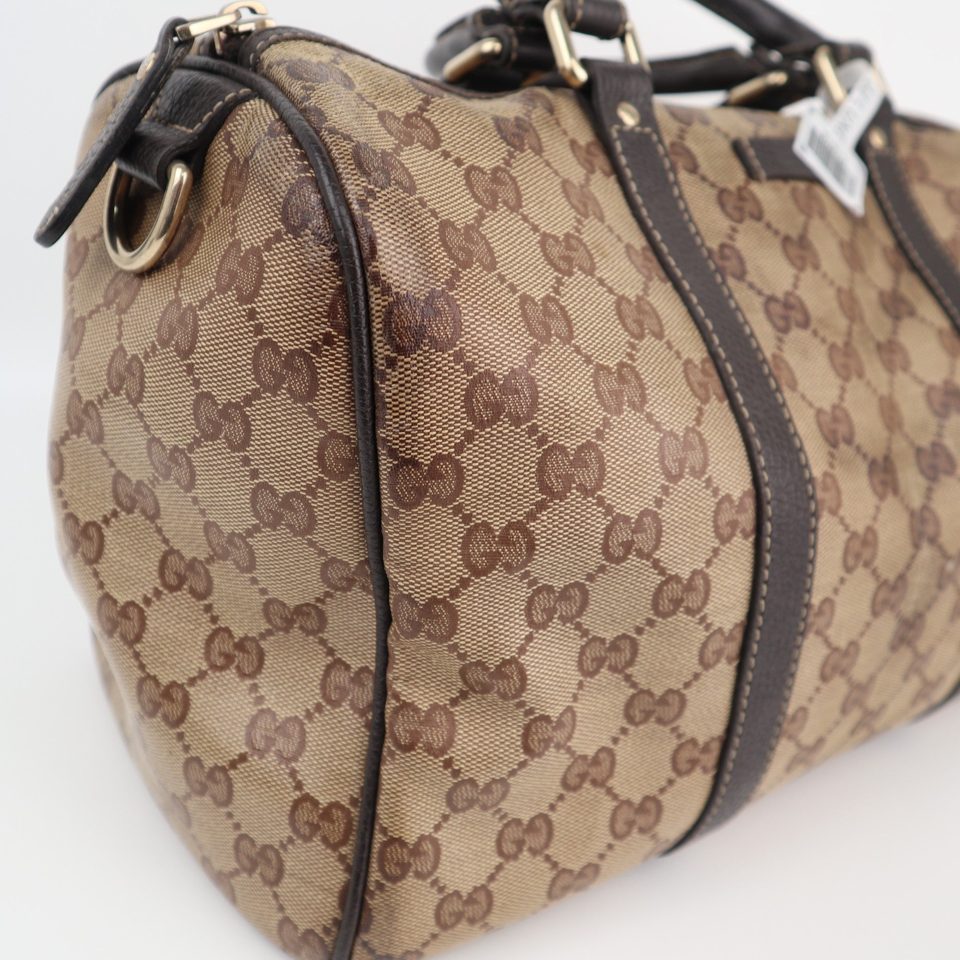 C1919 Gucci Top Handle Bag Beige/Ebony GG Crystal Medium Joy Boston Bag | Pre-Owned Very Good Beige Canvas GG