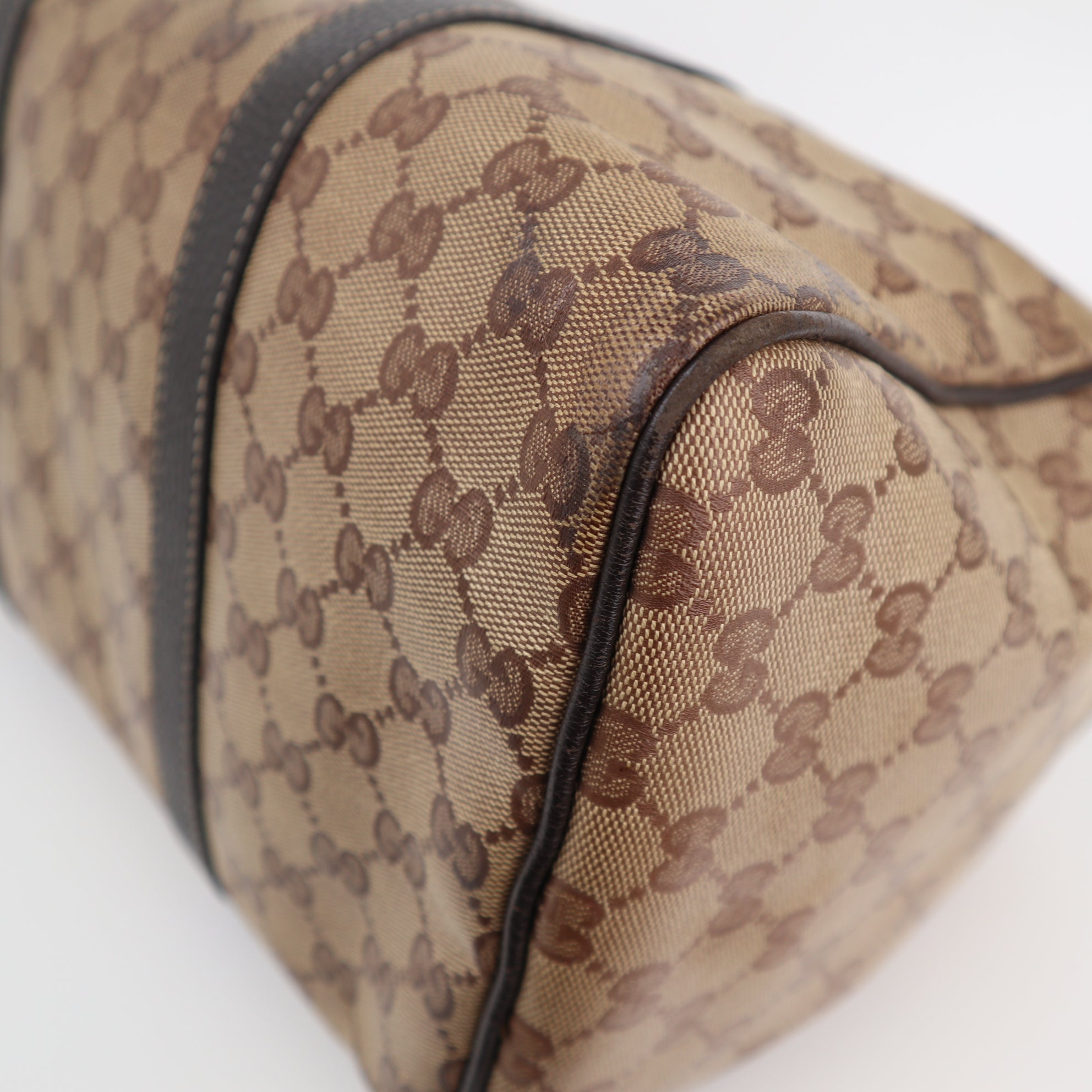 C1919 Gucci Top Handle Bag Beige/Ebony GG Crystal Medium Joy Boston Bag | Pre-Owned Very Good Beige Canvas GG