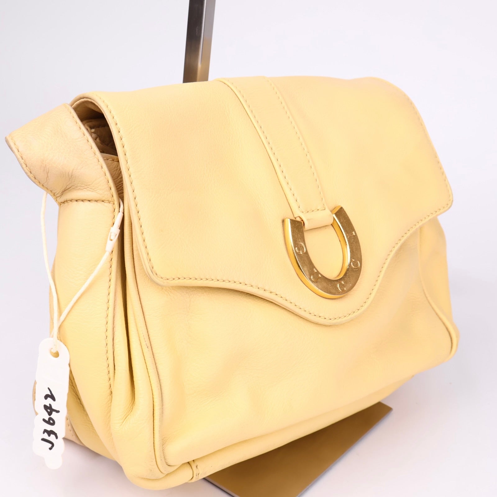 J3642 Gucci Olive Green Suede Stirrup Shoulder Bag- Pre Owned