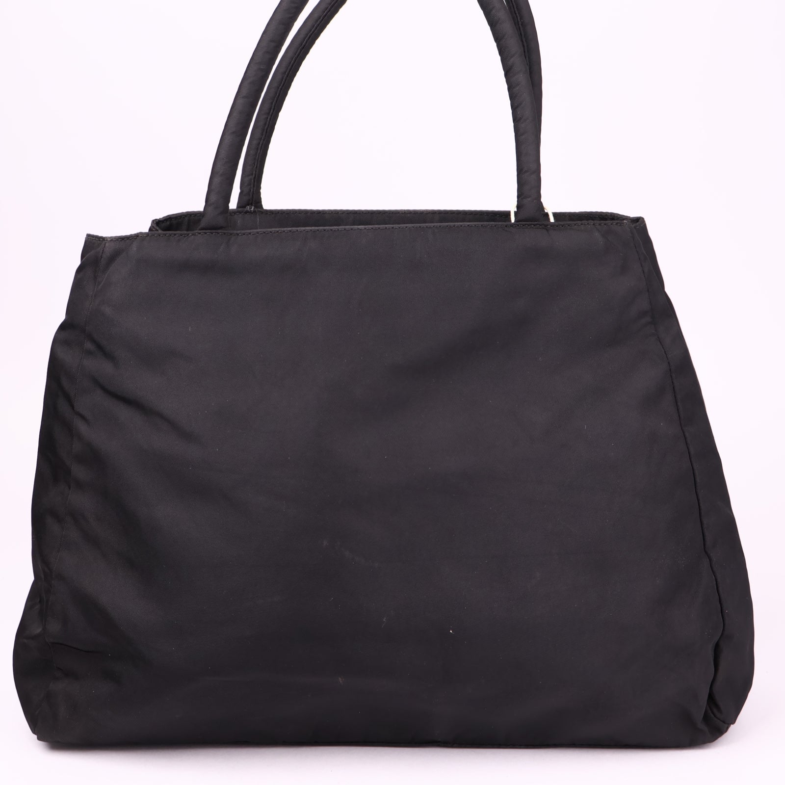 J3639 Prada Open Tote Re-Nylon Black Synthetic Bag- Pre Owned