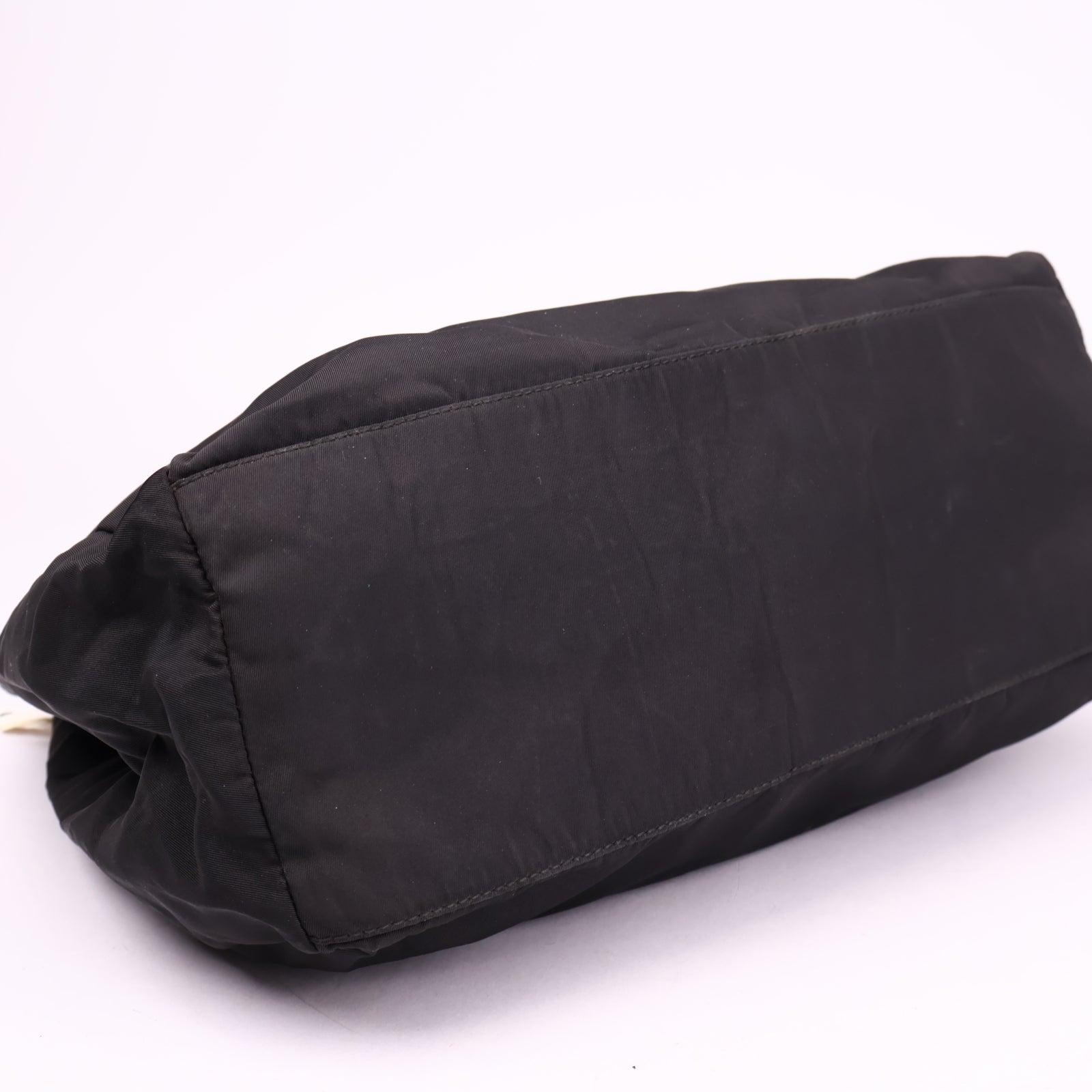 J3639 Prada Open Tote Re-Nylon Black Synthetic Bag- Pre Owned