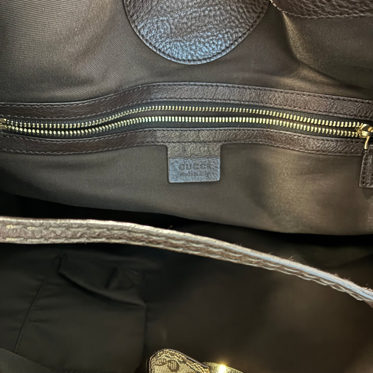 J2874 Gucci Shoulder Bag Charlotte cloth satchel | Pre-Owned Canvas, Leather