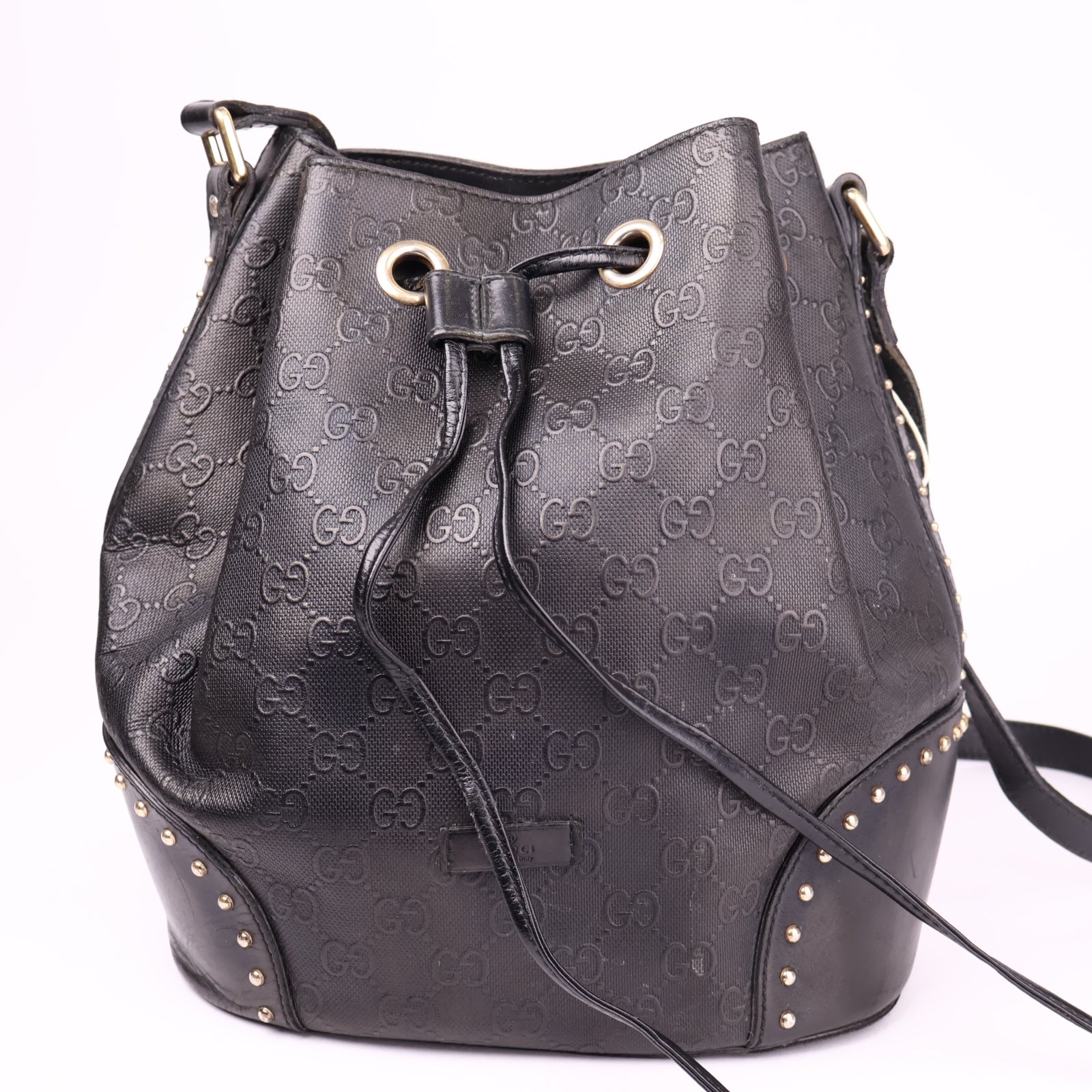 J3618 GUCCI Diamante Bucket Bag Black- Pre Owned
