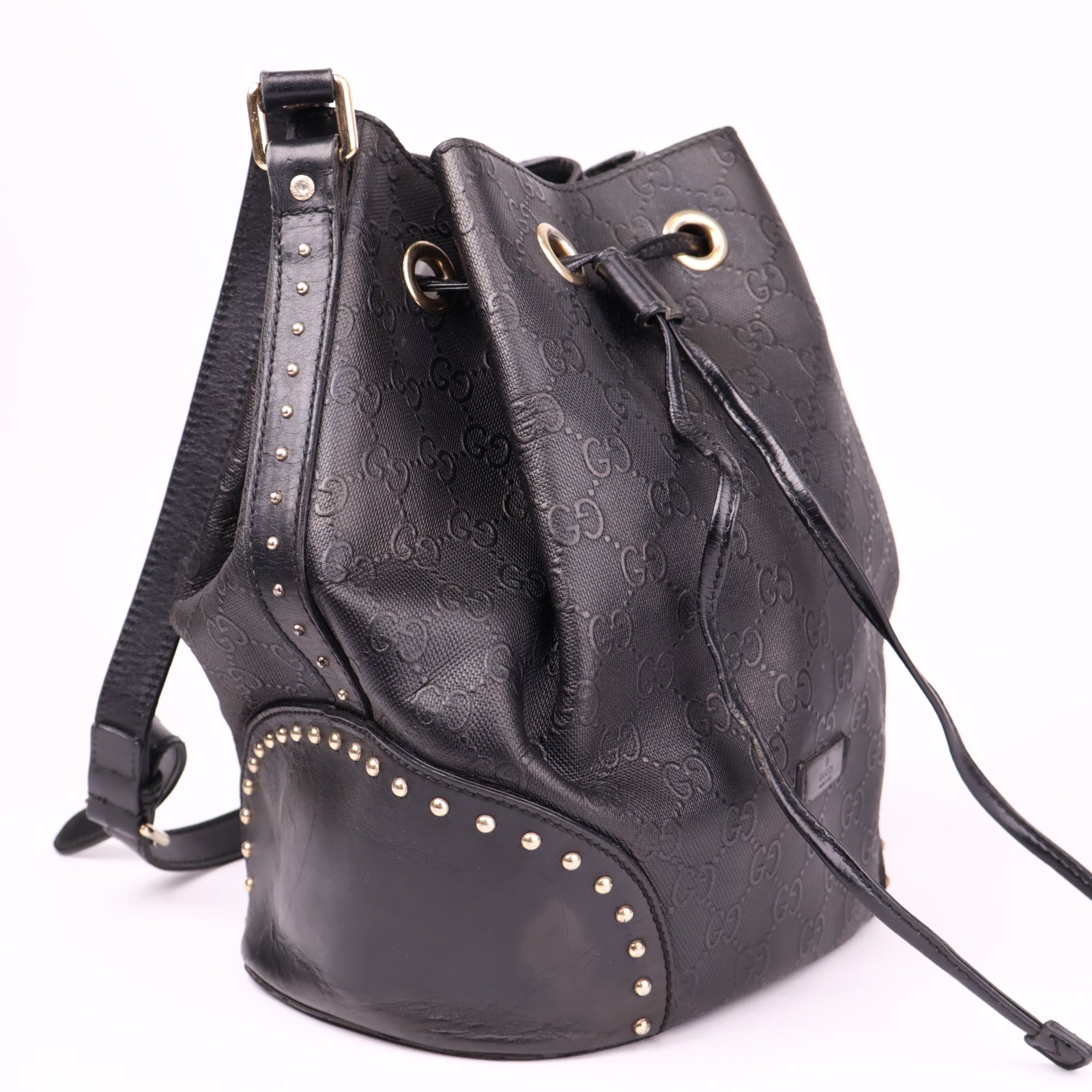 J3618 GUCCI Diamante Bucket Bag Black- Pre Owned