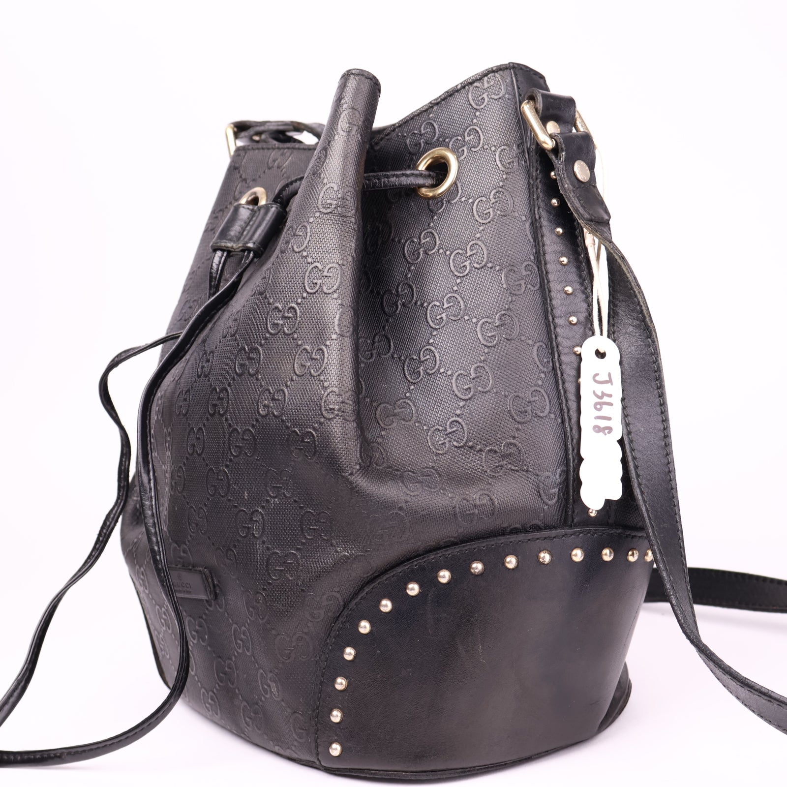 J3618 GUCCI Diamante Bucket Bag Black- Pre Owned