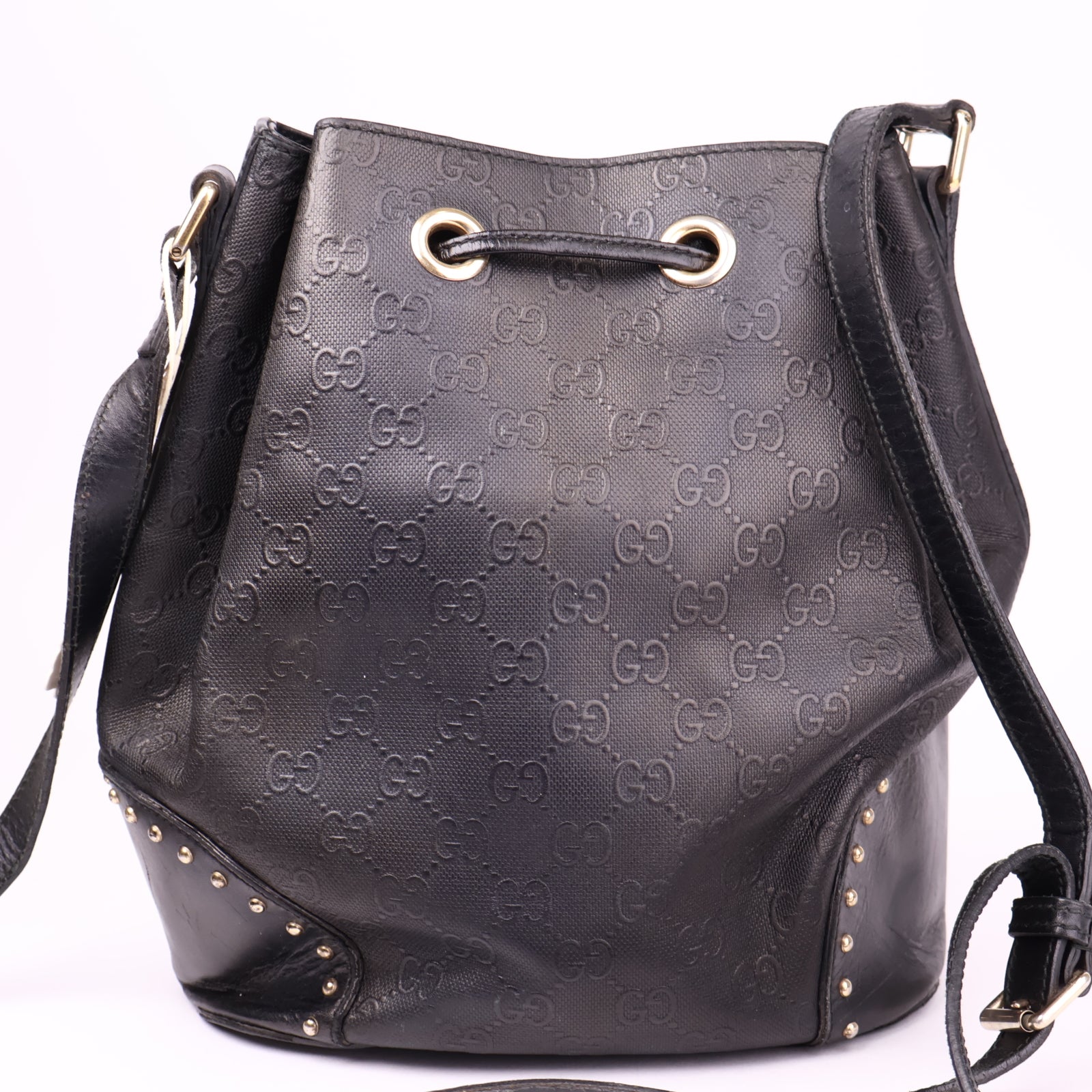 J3618 GUCCI Diamante Bucket Bag Black- Pre Owned