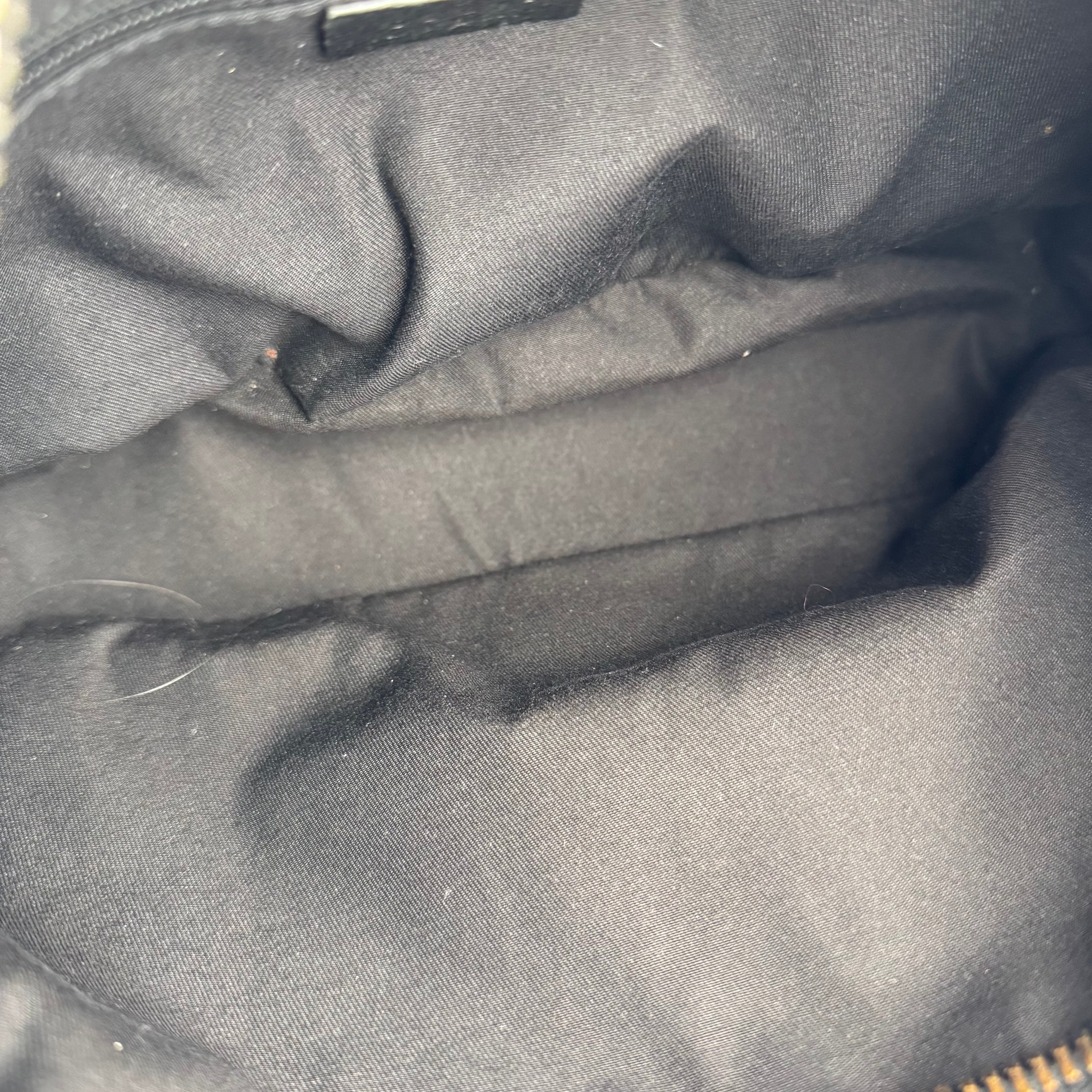J2051 Gucci Black Monogram Canvas Hobo Bag- Pre Owned