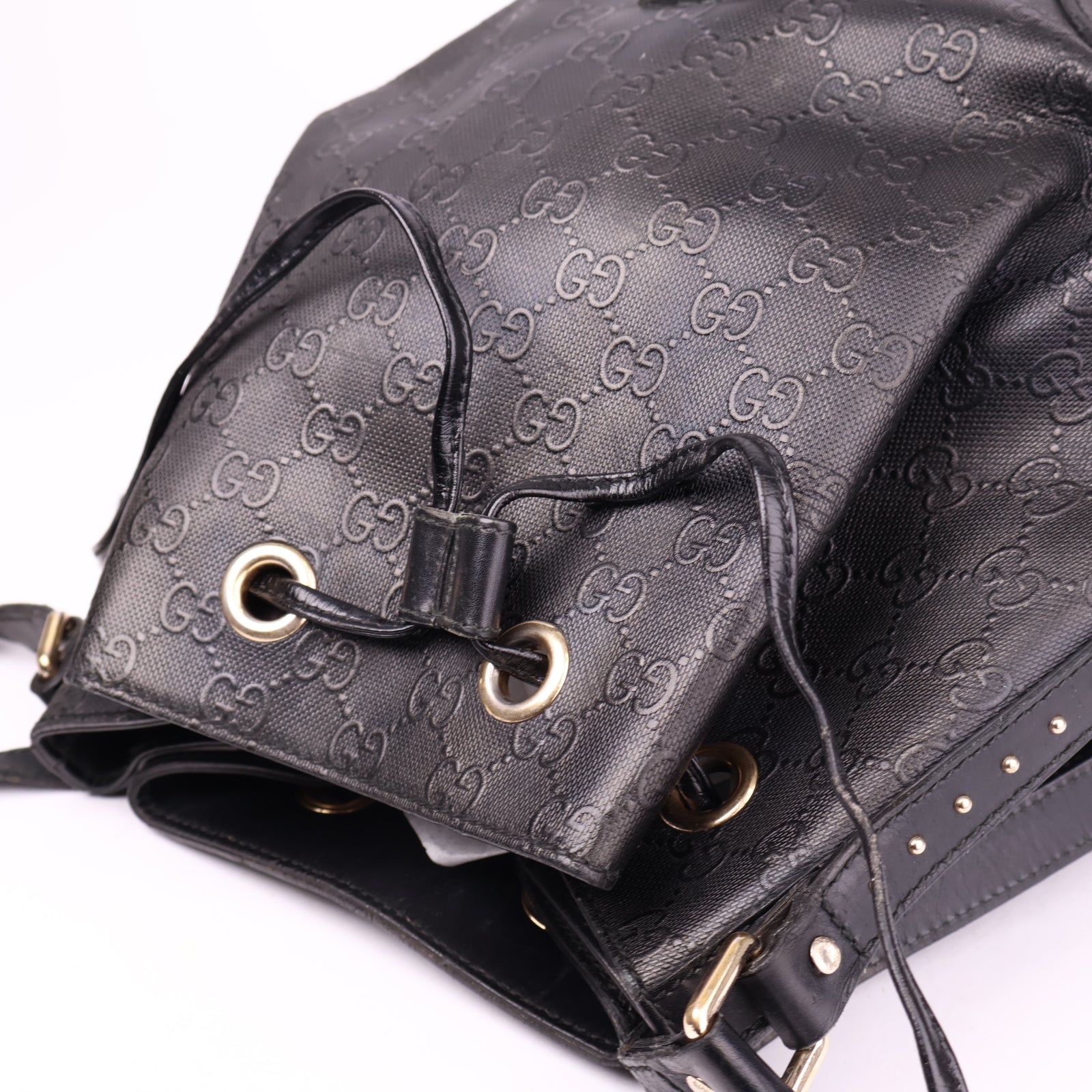 J3618 GUCCI Diamante Bucket Bag Black- Pre Owned