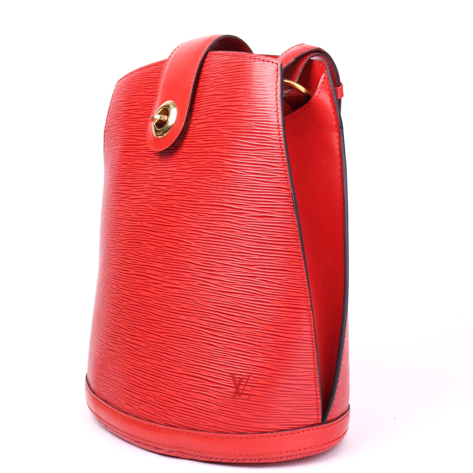 J3619 Louis Vuitton Red Epi Leather Cluny Bucket Bag- Pre Owned