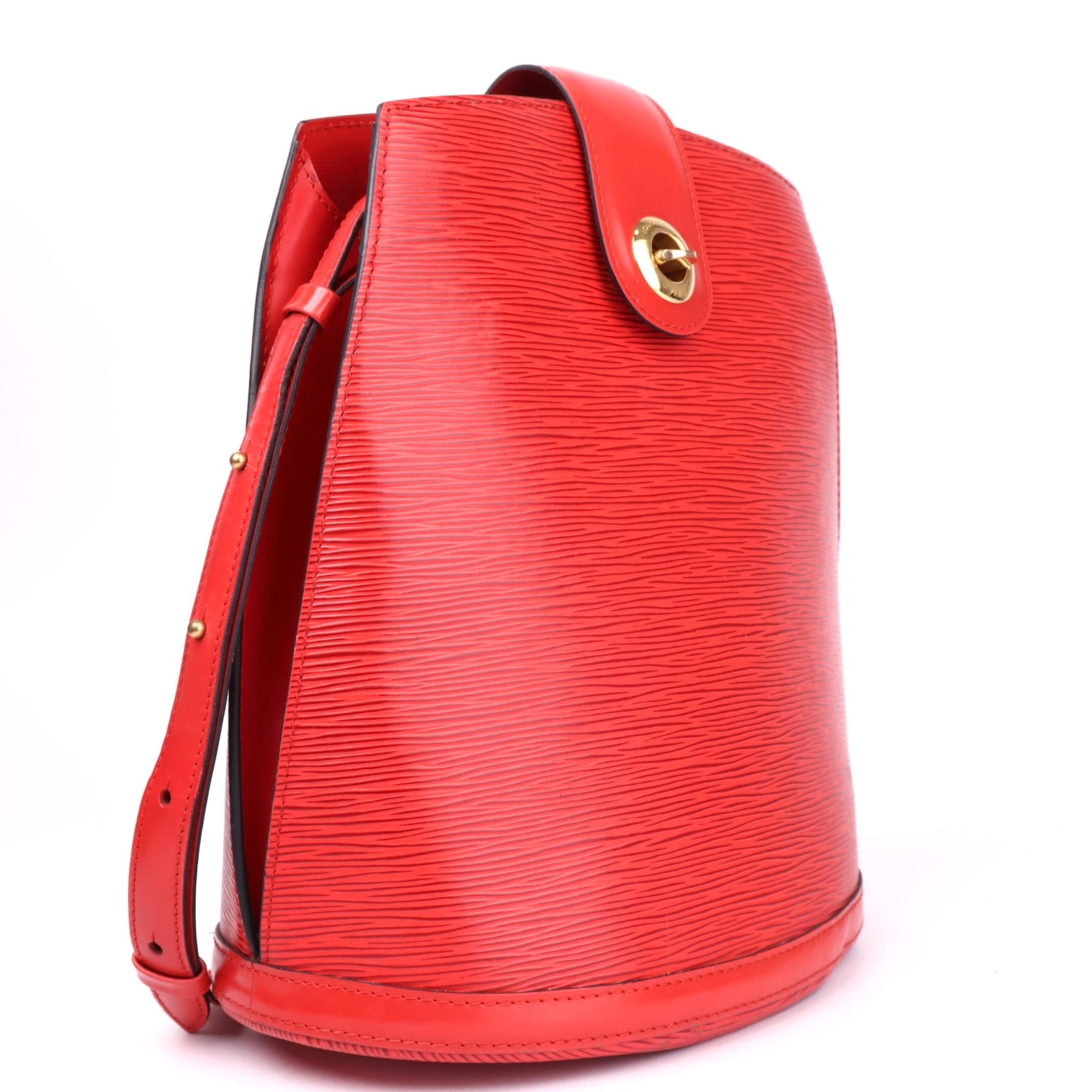J3619 Louis Vuitton Red Epi Leather Cluny Bucket Bag- Pre Owned
