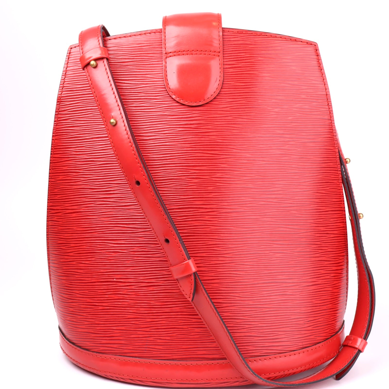 J3619 Louis Vuitton Red Epi Leather Cluny Bucket Bag- Pre Owned