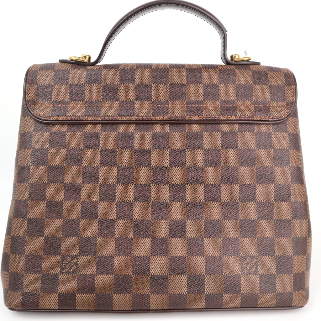 C1926 Louis Vuitton Top Handle Bag Damier Ebene Bergamo MM | Pre-Owned Excellent Brown Canvas Damier Ebene