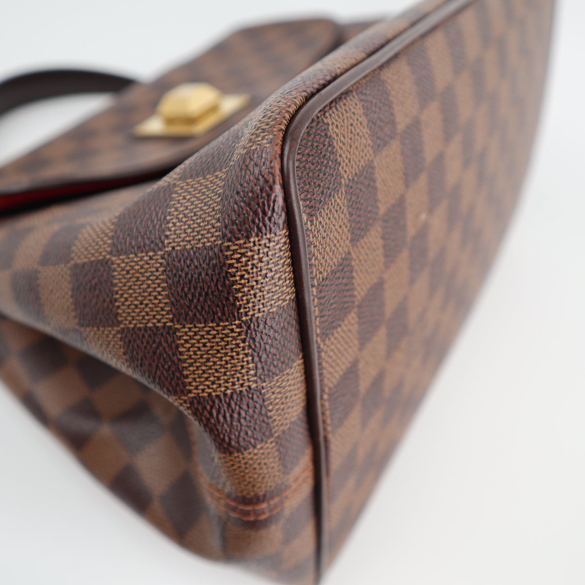 C1926 Louis Vuitton Top Handle Bag Damier Ebene Bergamo MM | Pre-Owned Excellent Brown Canvas Damier Ebene