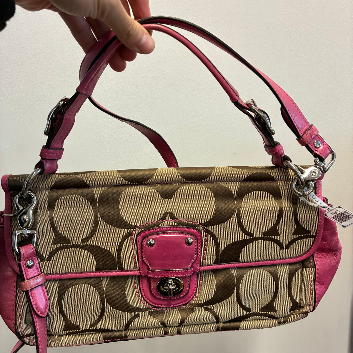 C2963# Coach Shoulder Bag Monogram pink leather | Pre-Owned Like New Pink Monogram Leather