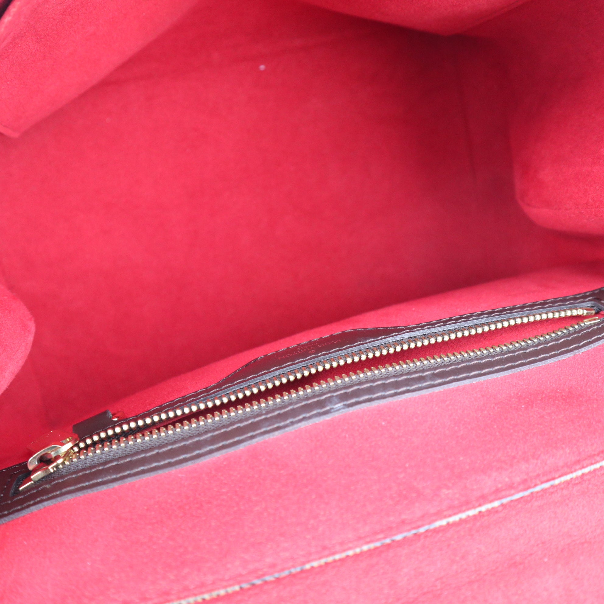 C1926 Louis Vuitton Top Handle Bag Damier Ebene Bergamo MM | Pre-Owned Excellent Brown Canvas Damier Ebene