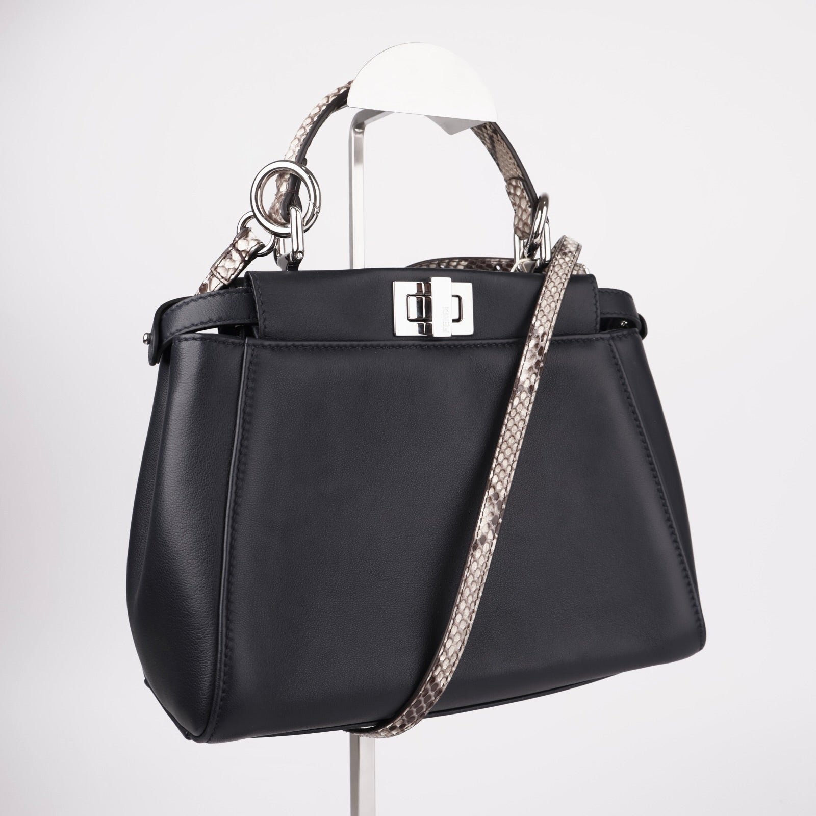 J3666-FENDI Python Leather strap Monster Eyes Mini Peekaboo Bag- Pre Owned