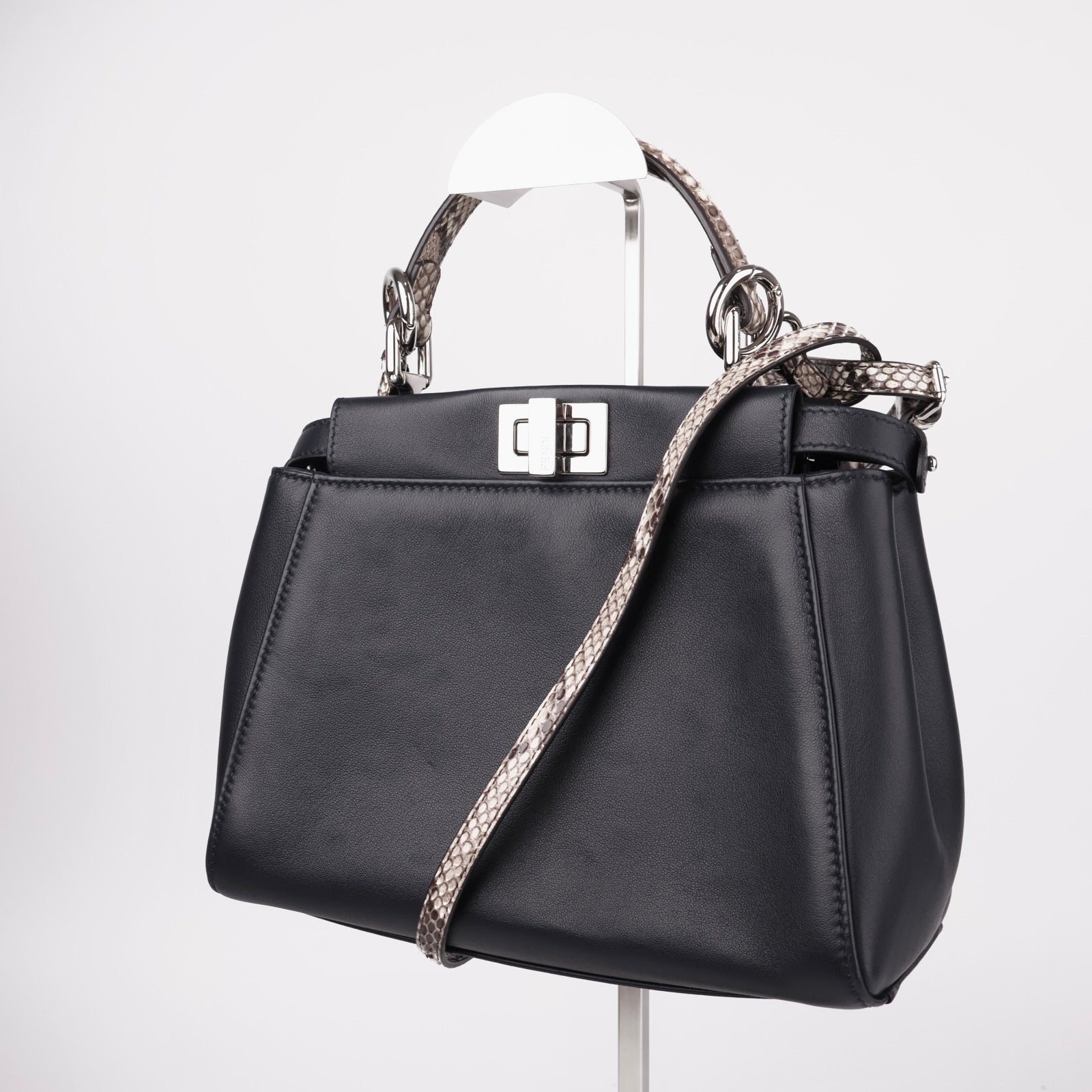 J3666-FENDI Python Leather strap Monster Eyes Mini Peekaboo Bag- Pre Owned
