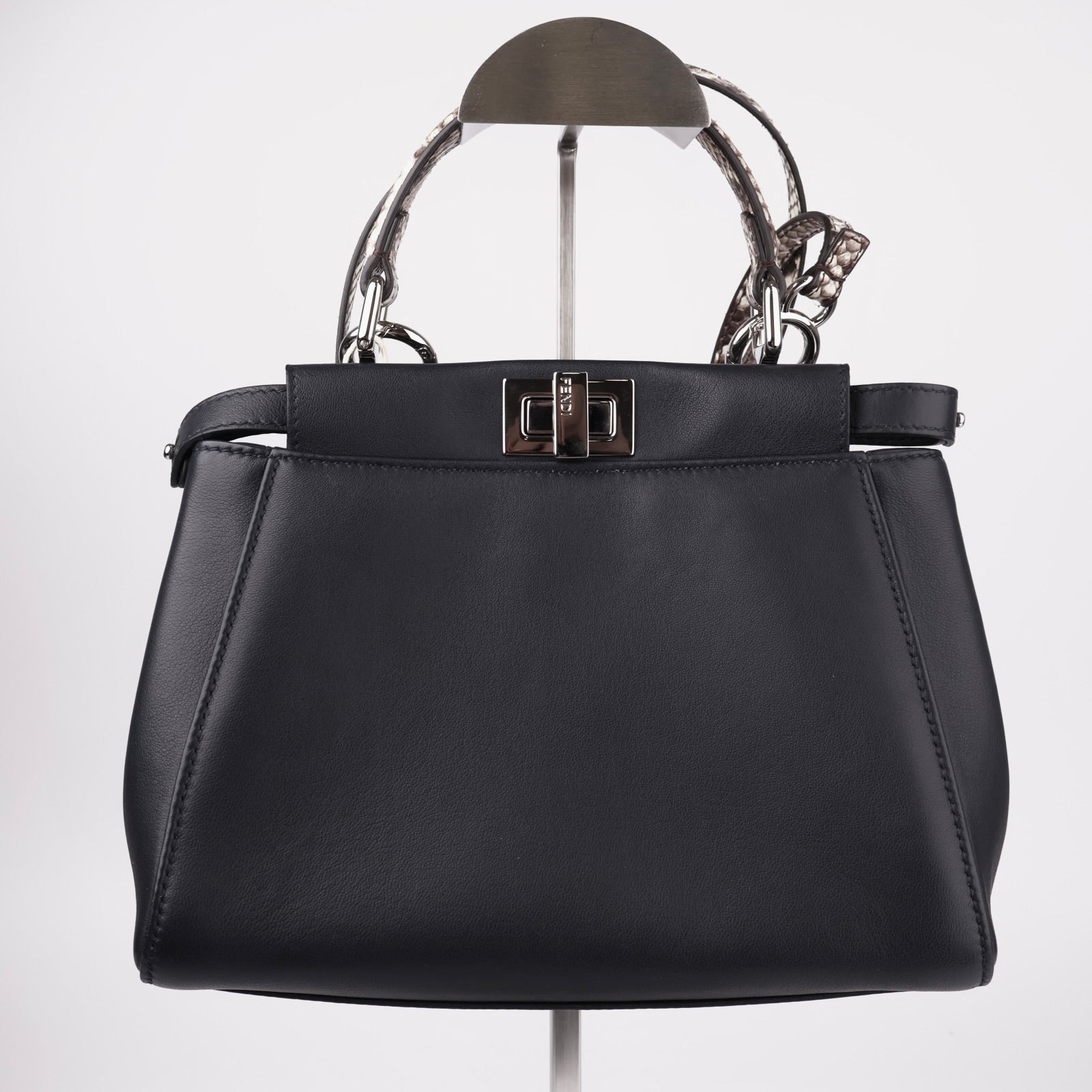 J3666-FENDI Python Leather strap Monster Eyes Mini Peekaboo Bag- Pre Owned