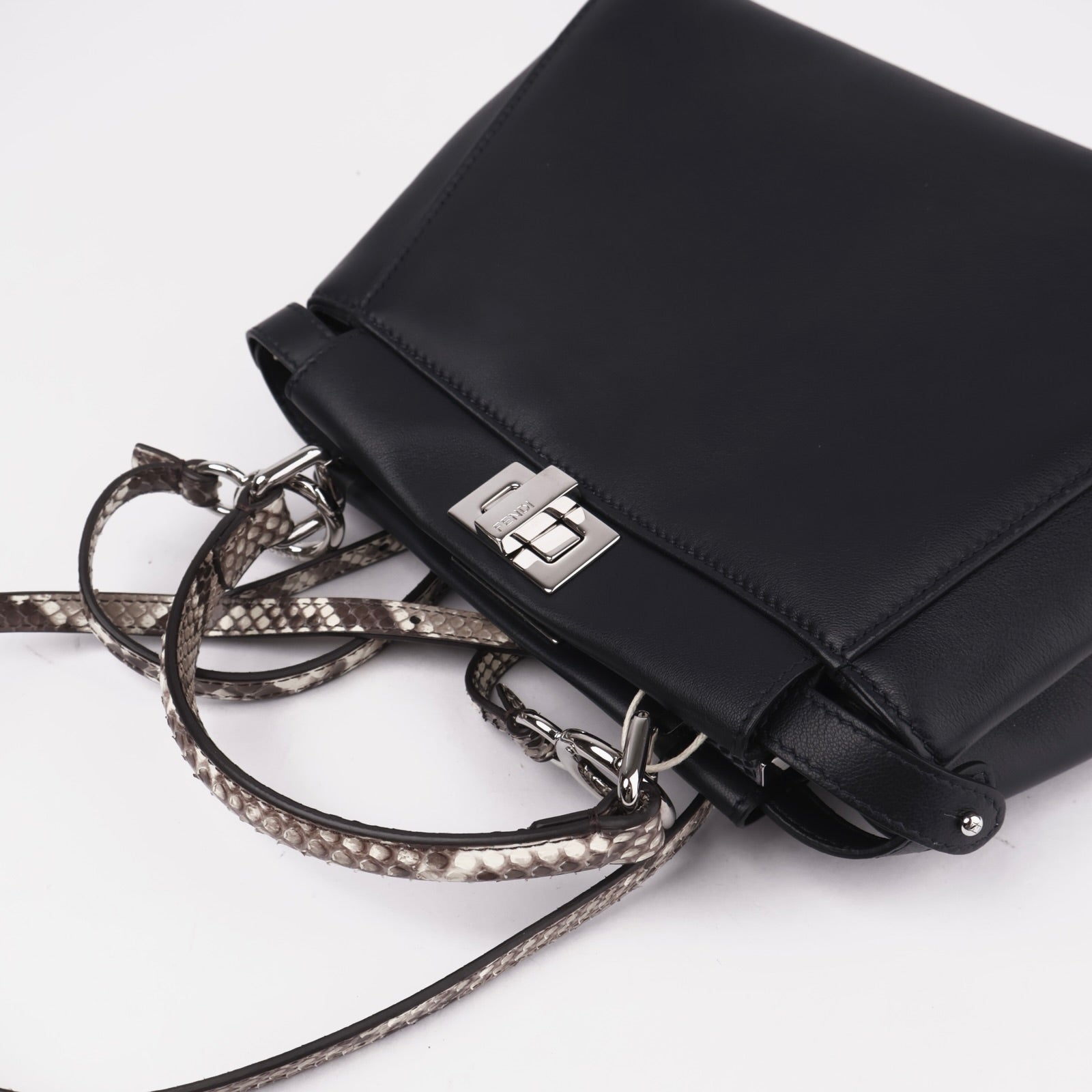 J3666-FENDI Python Leather strap Monster Eyes Mini Peekaboo Bag- Pre Owned