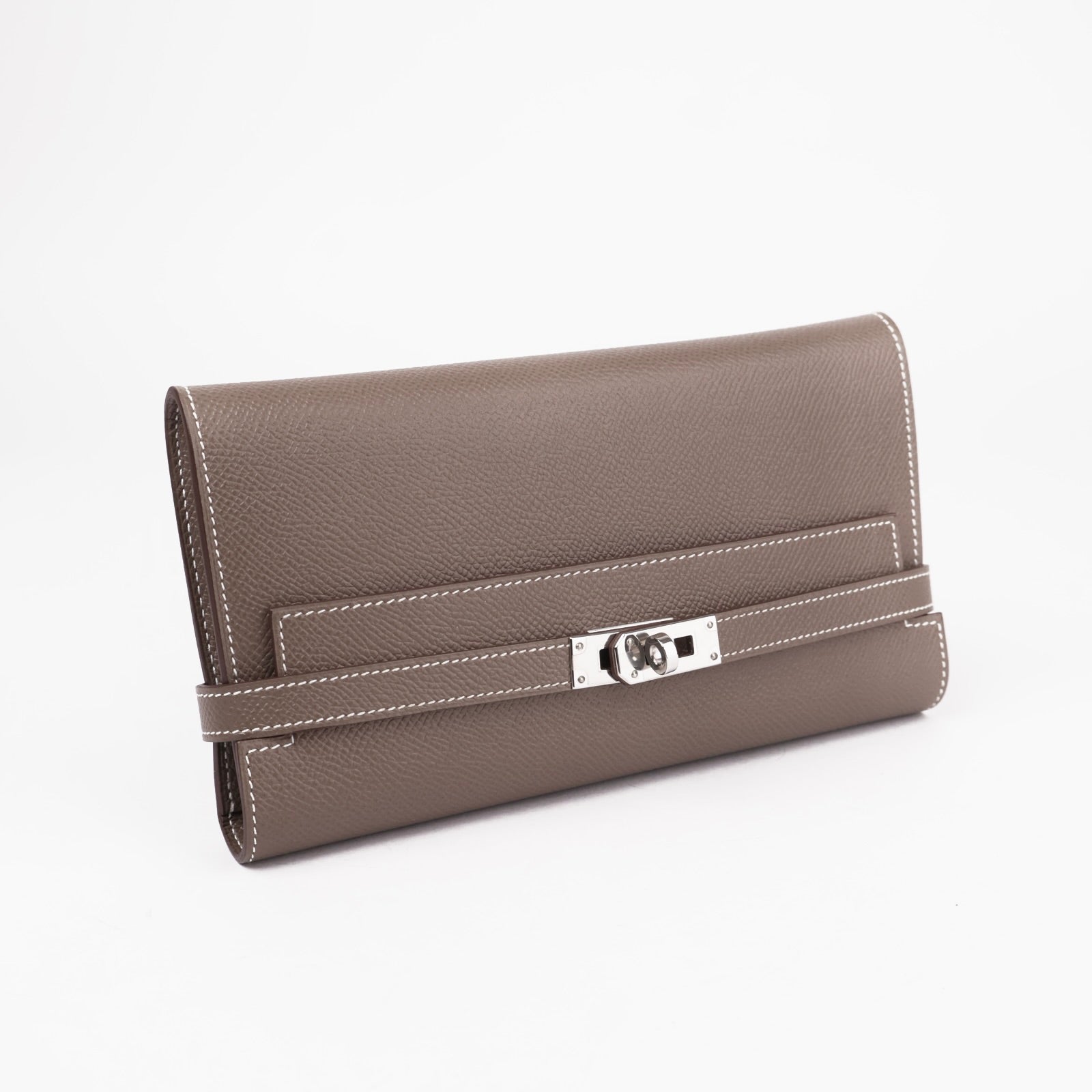 J3667-Hermès Kelly wallet in etoupe epsom leather- Pre Owned