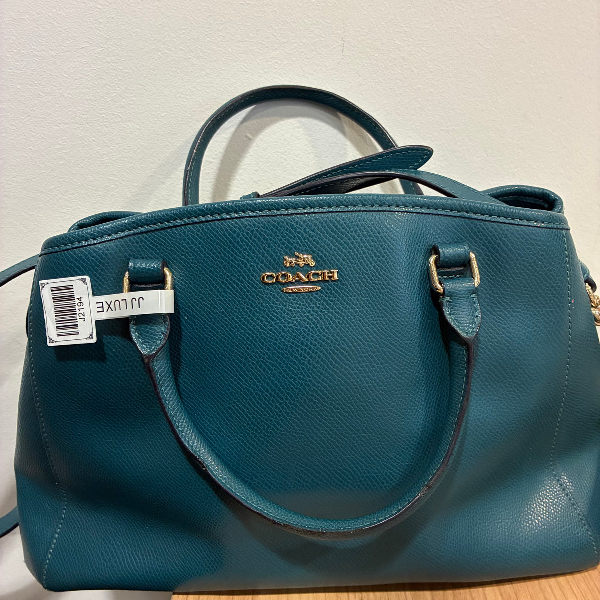 J2194# Coach Shoulder Bag Teal leather | Pre-Owned Like New Teal Leather/Plain
