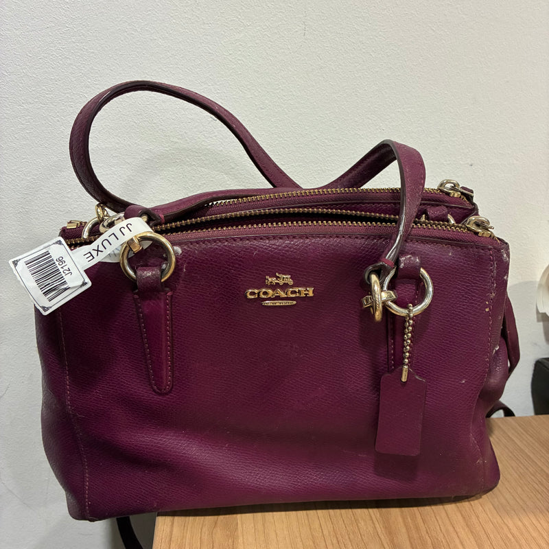 J2196# Coach Shoulder Bag Wine Red leather | Pre-Owned Like New Wine Red Leather/Plain