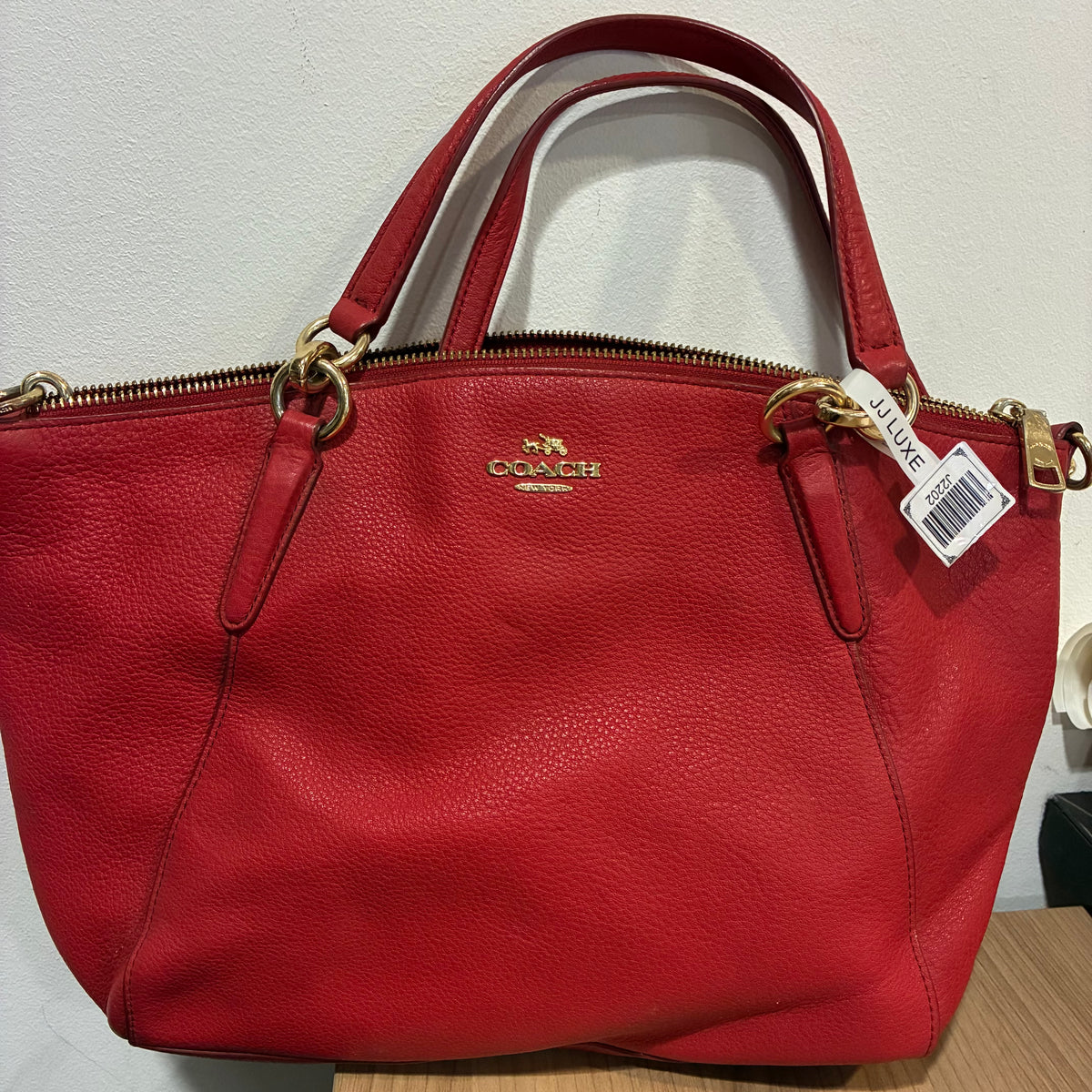 J2202# Coach Shoulder Bag Red leather | Pre-Owned Like New Red Leather/Plain