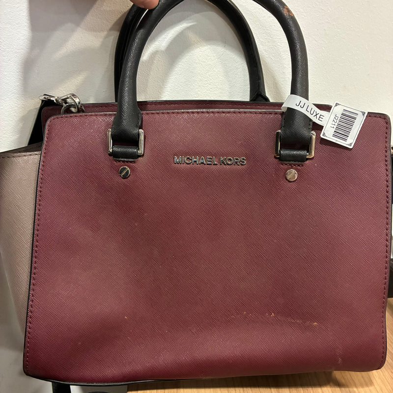 J2211# Michael Kors Shoulder Bag Plum leather | Pre-Owned Like New Leather/Plain