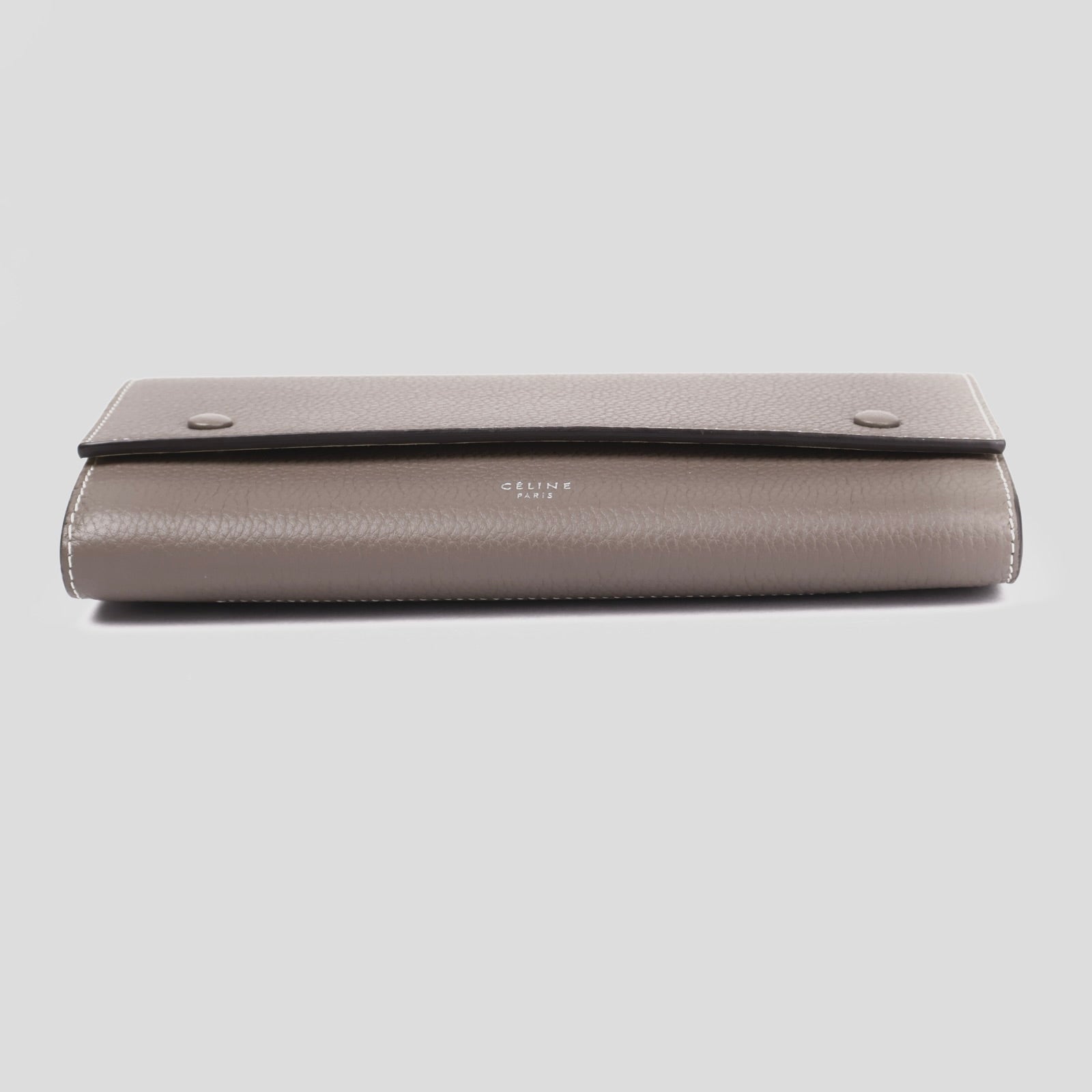J3660-Celine Long Flap Grey Calfskin Leather Multifunction Wallet- Pre Owned