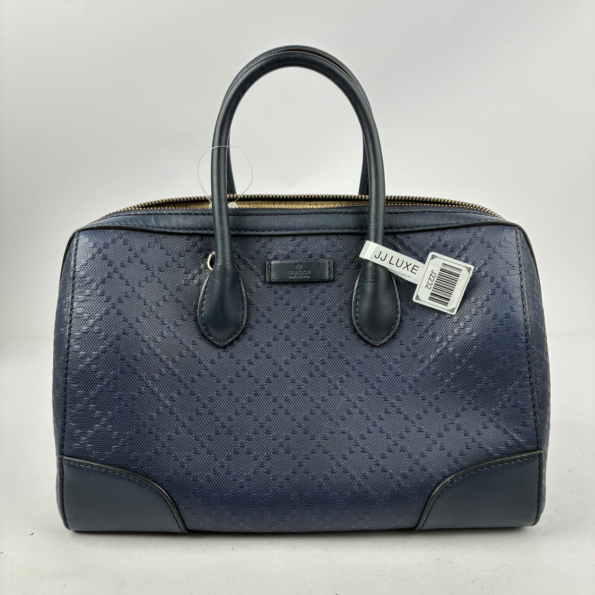 J2232 Gucci Boston Shoulder Bag | Pre-Owned Like New Blue Leather