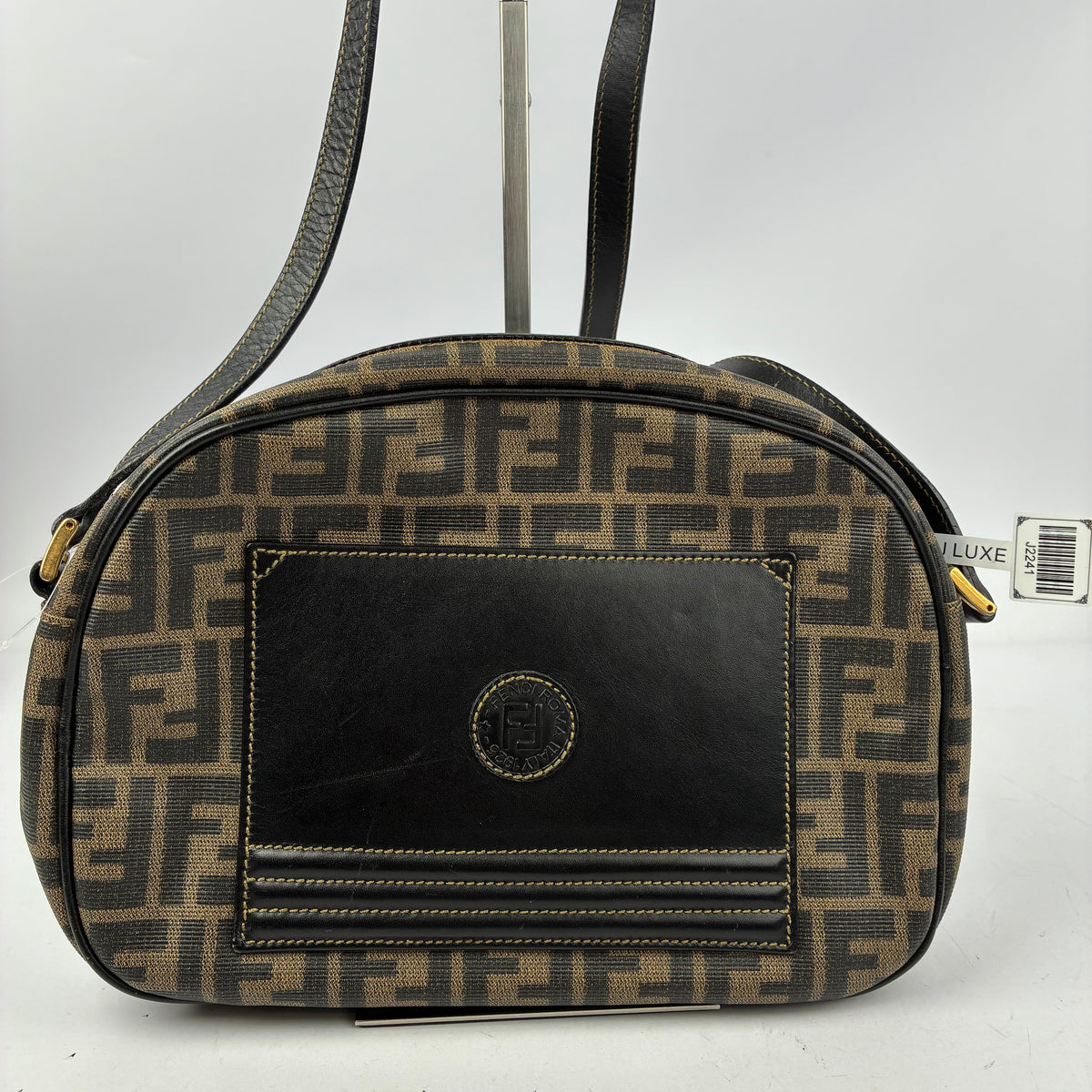 J2241 Fendi Shoulder Bag | Pre-Owned Like New Black Monogram Leather