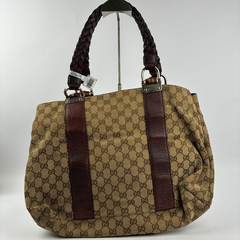 J2367 Gucci Shoulder Bag Libeccio Monogram rouge leather | Pre-Owned Like New Red Monogram canvas and leather