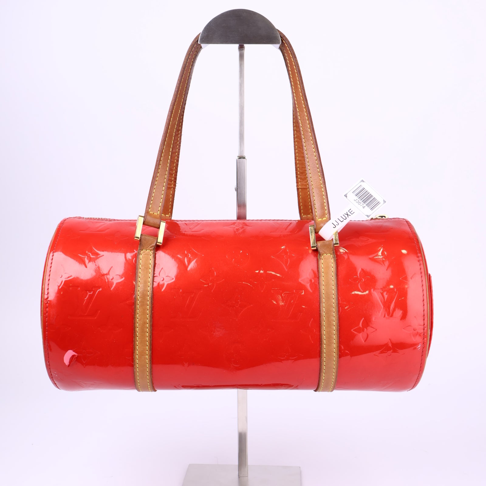 J3674-Louis Vuitton Bedford Tote Red Leather Monogram Vernis- Pre Owned