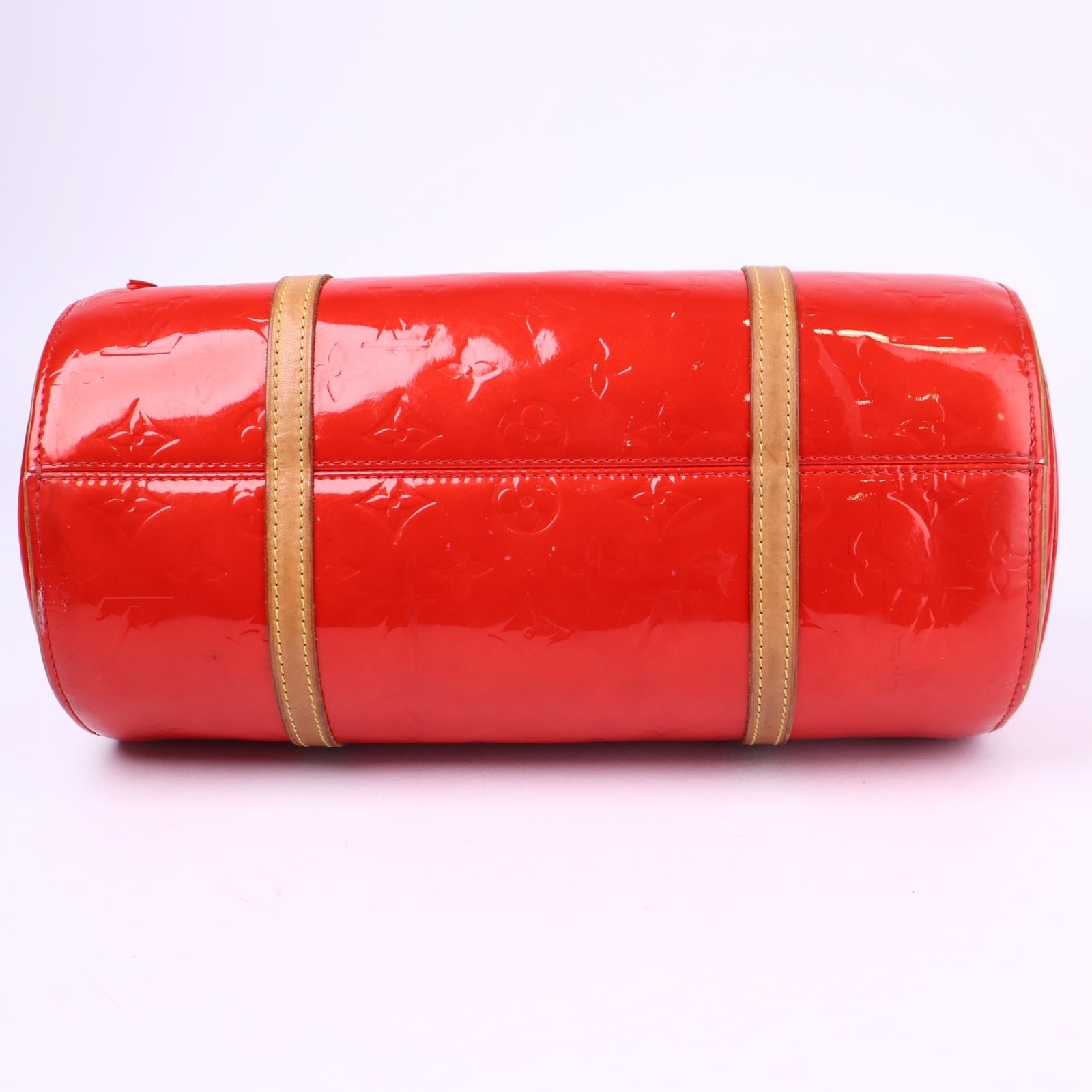 J3674-Louis Vuitton Bedford Tote Red Leather Monogram Vernis- Pre Owned