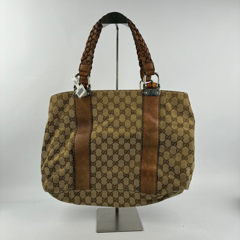 K2002 Gucci Shoulder Bag Monogram Leather | Pre-Owned Excellent Brown Monogram Leather