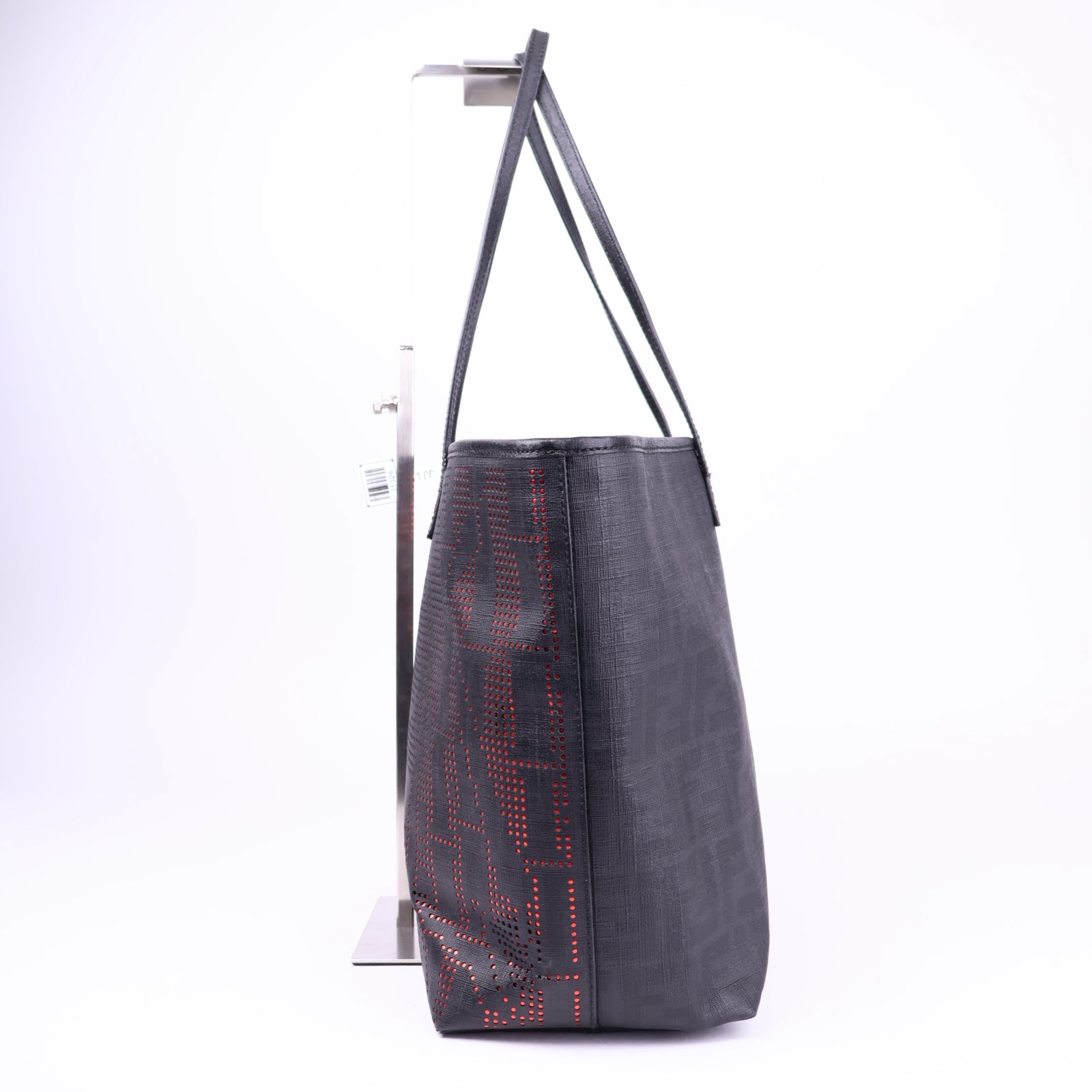 J1026-Fendi Black Coated Canvas Dotted Roll Tote- Pre Owned
