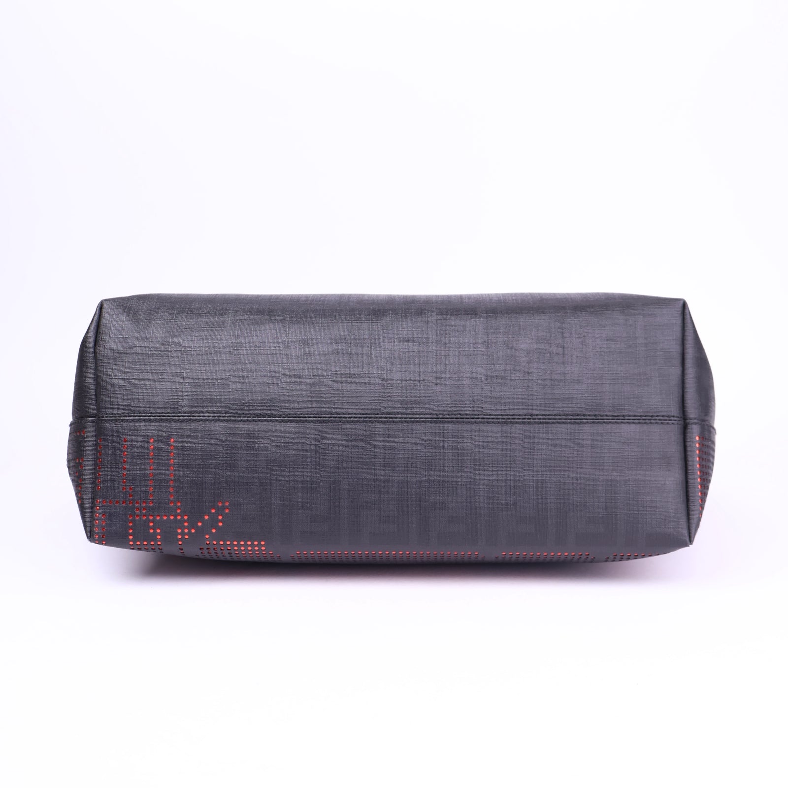 J1026-Fendi Black Coated Canvas Dotted Roll Tote- Pre Owned