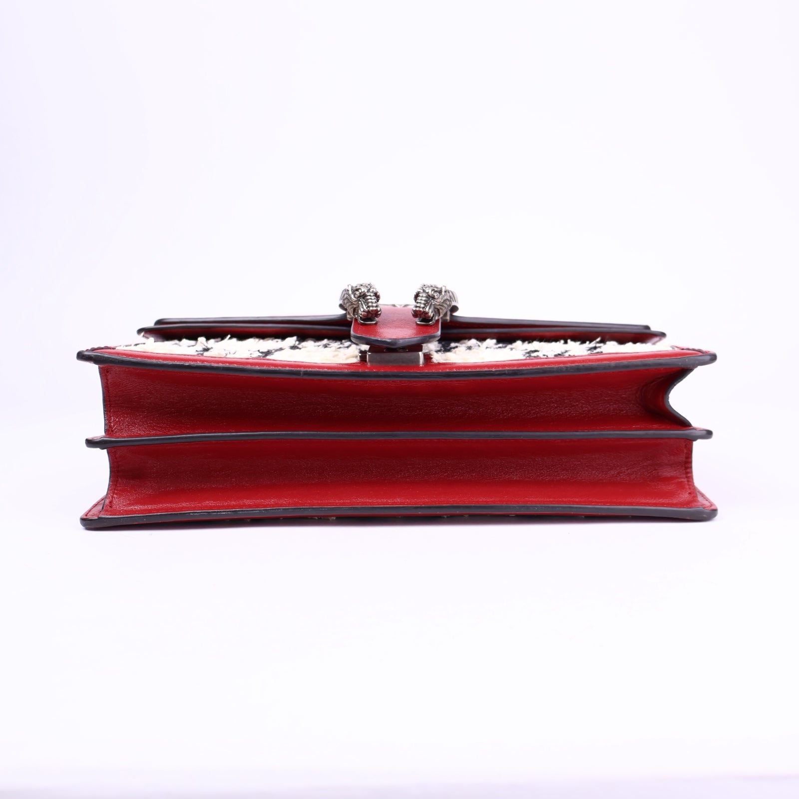 J3707-Tweed GG Monogram Small Dionysus Shoulder Bag White Black Romantic Cherry- Pre Owned