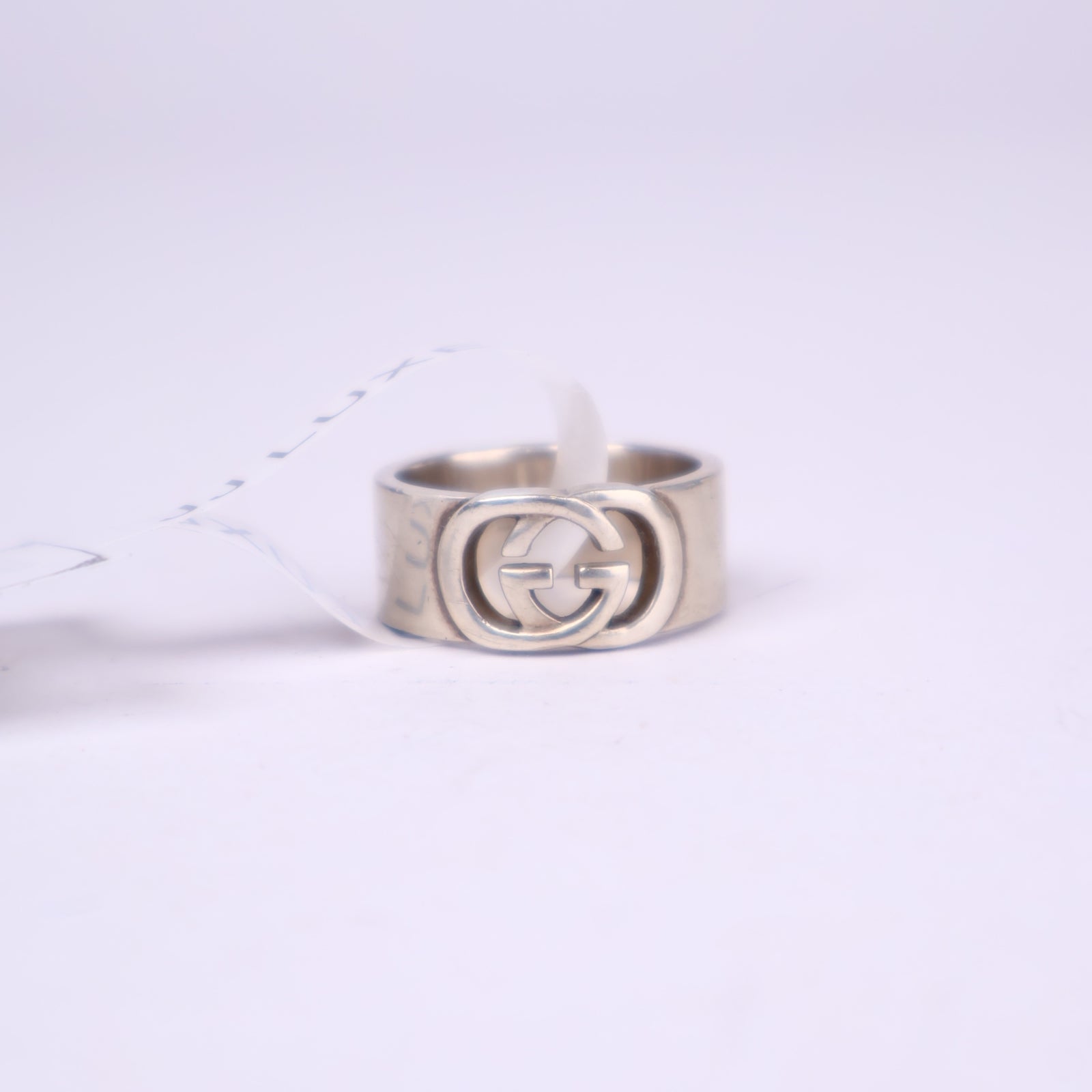 J3685-Gucci Sterling Silver Interlocking GG Ring- Pre Owned