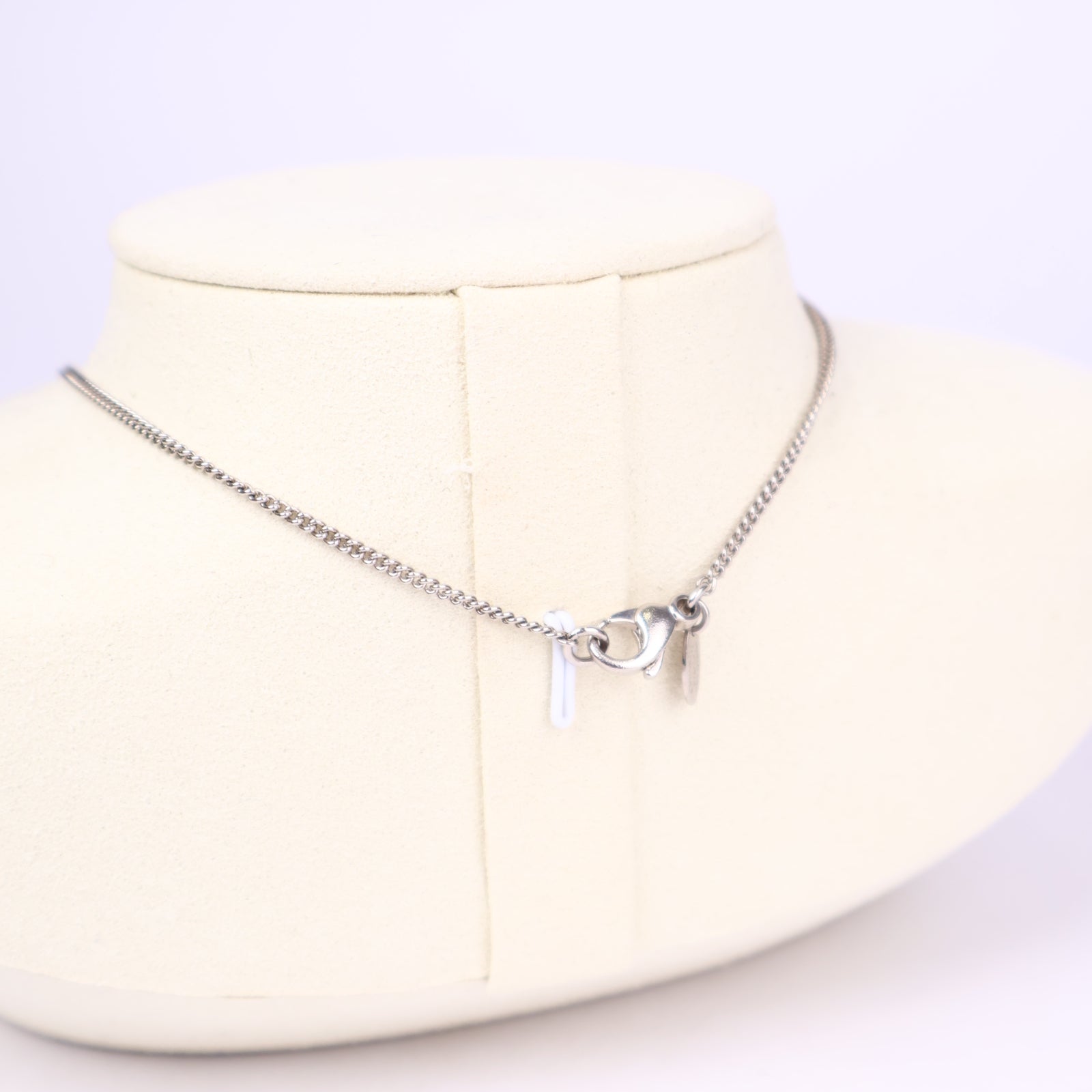 J3684-CHANEL Vintage CC Logo With Noir Camellia Silver Necklace- Pre Owned